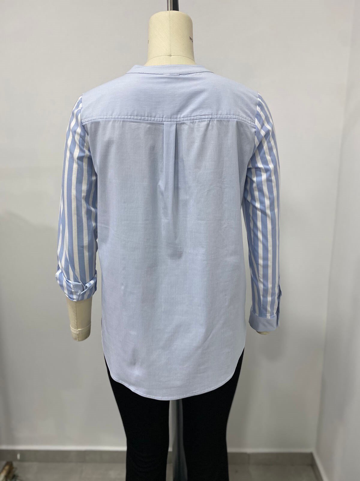 Myline-Cep Detay Çizgili Gömlek -Büyük Beden Outlet-66464