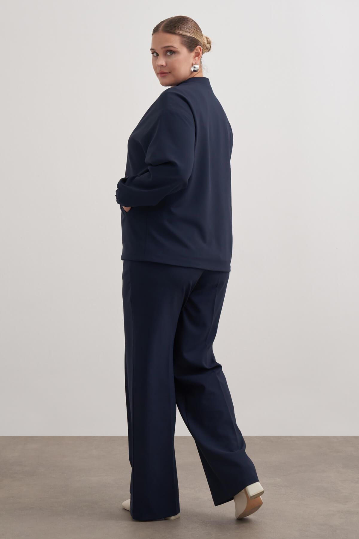 Myline-Cep Detaylı Astarlı Stoperli Bomber Ceket-Büyük Beden Ceket-149468