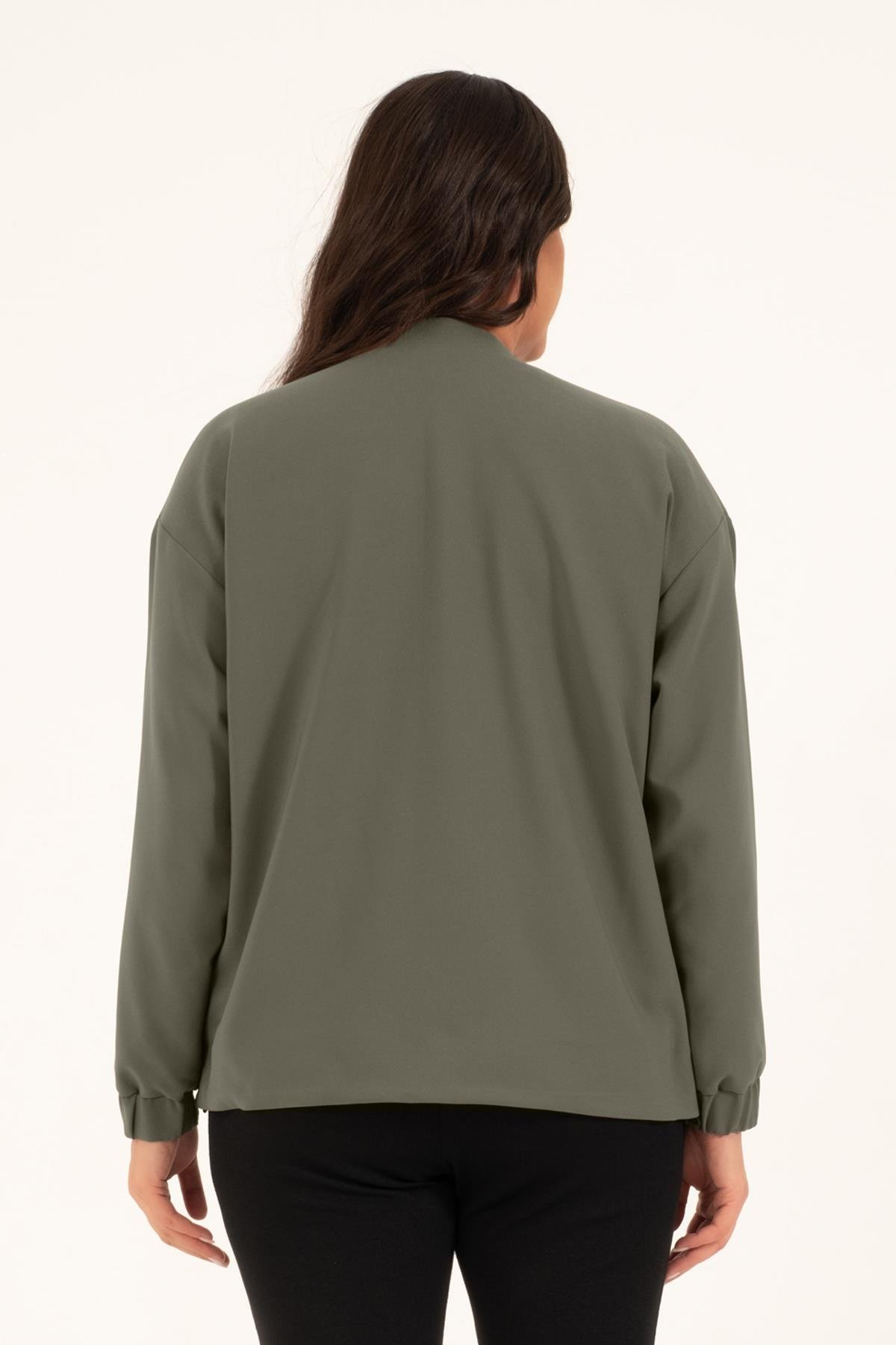 Myline-Cep Detaylı Astarlı Stoperli Bomber Ceket-Büyük Beden Ceket-128834