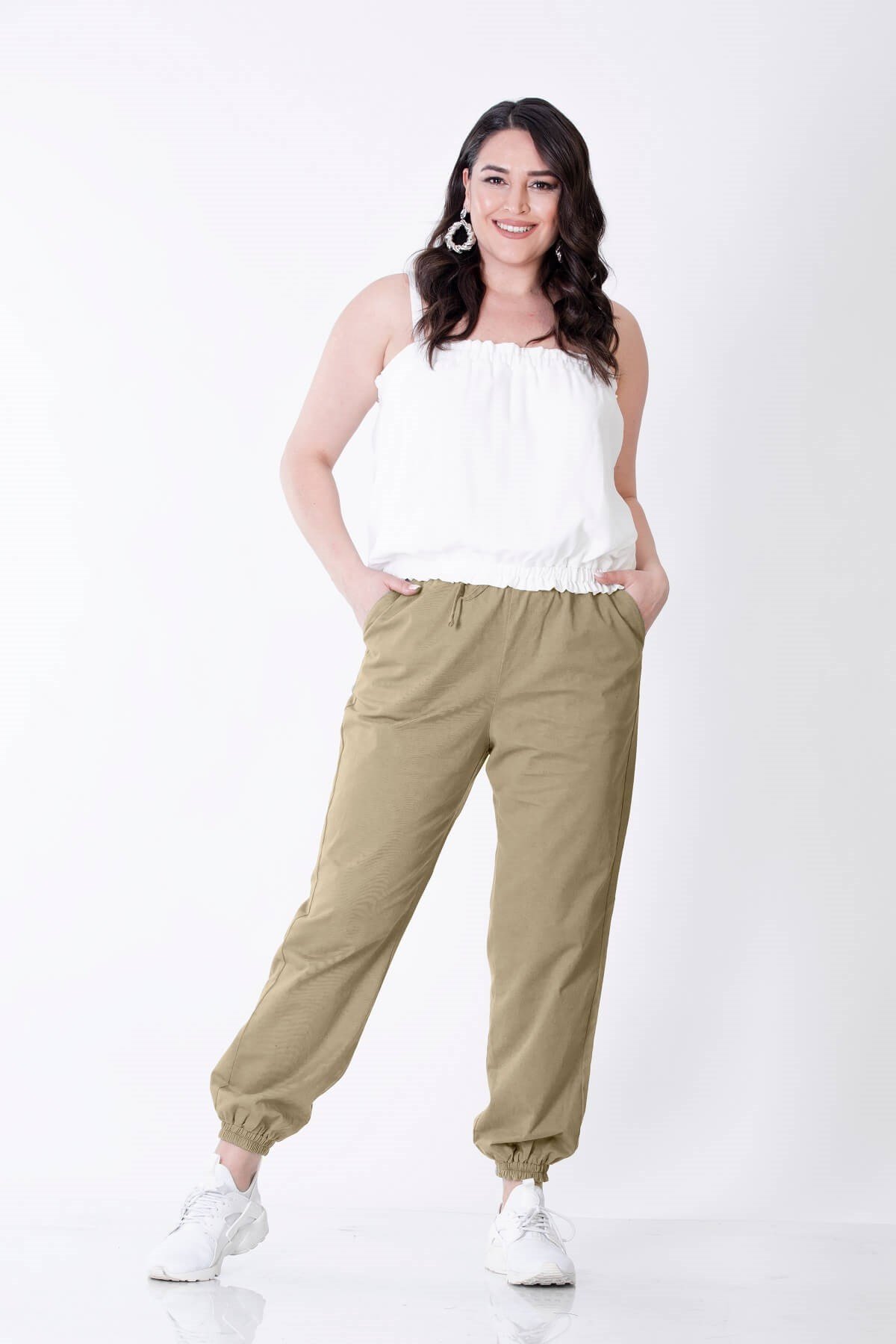 Myline-Cep Detaylı Jogger Pantolon-Büyük Beden Pantolon-66419