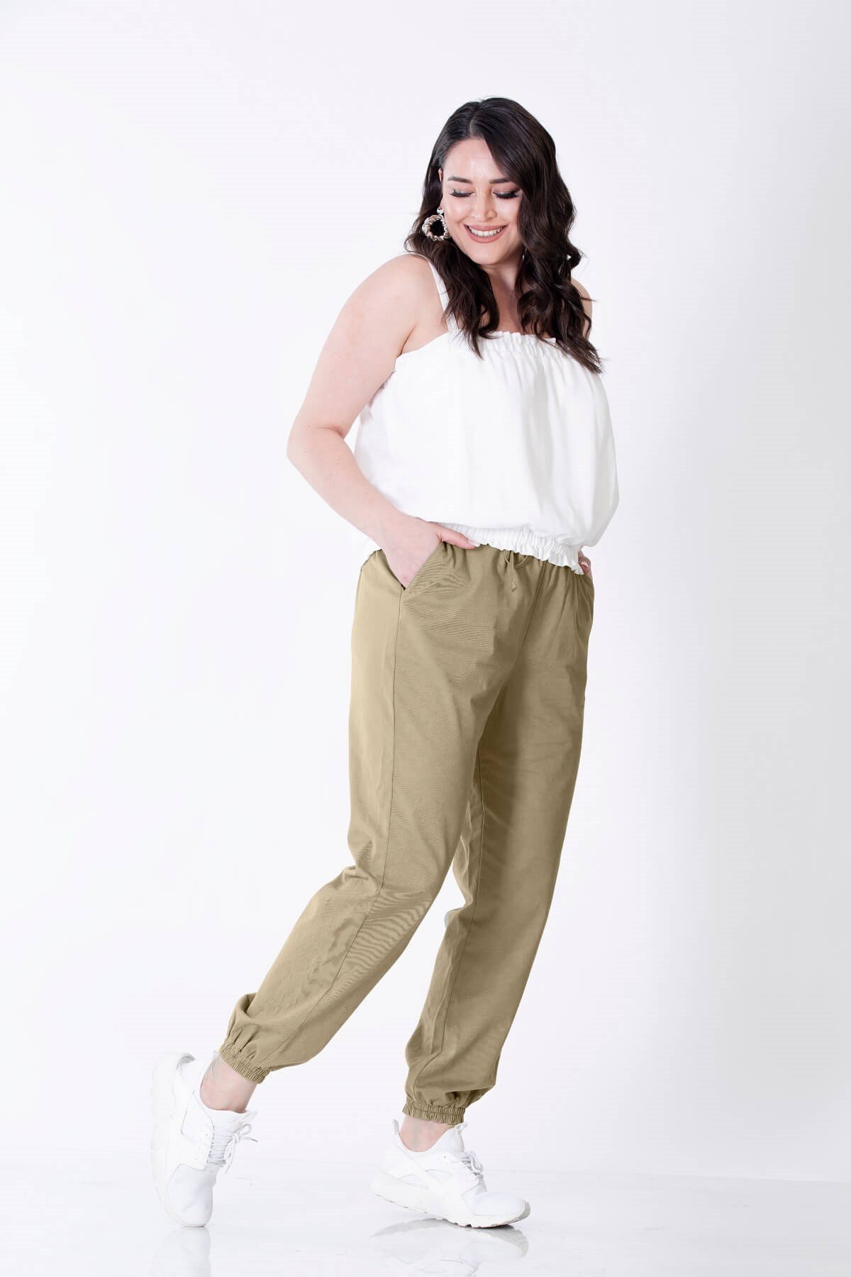 Myline-Cep Detaylı Jogger Pantolon-Büyük Beden Pantolon-66419