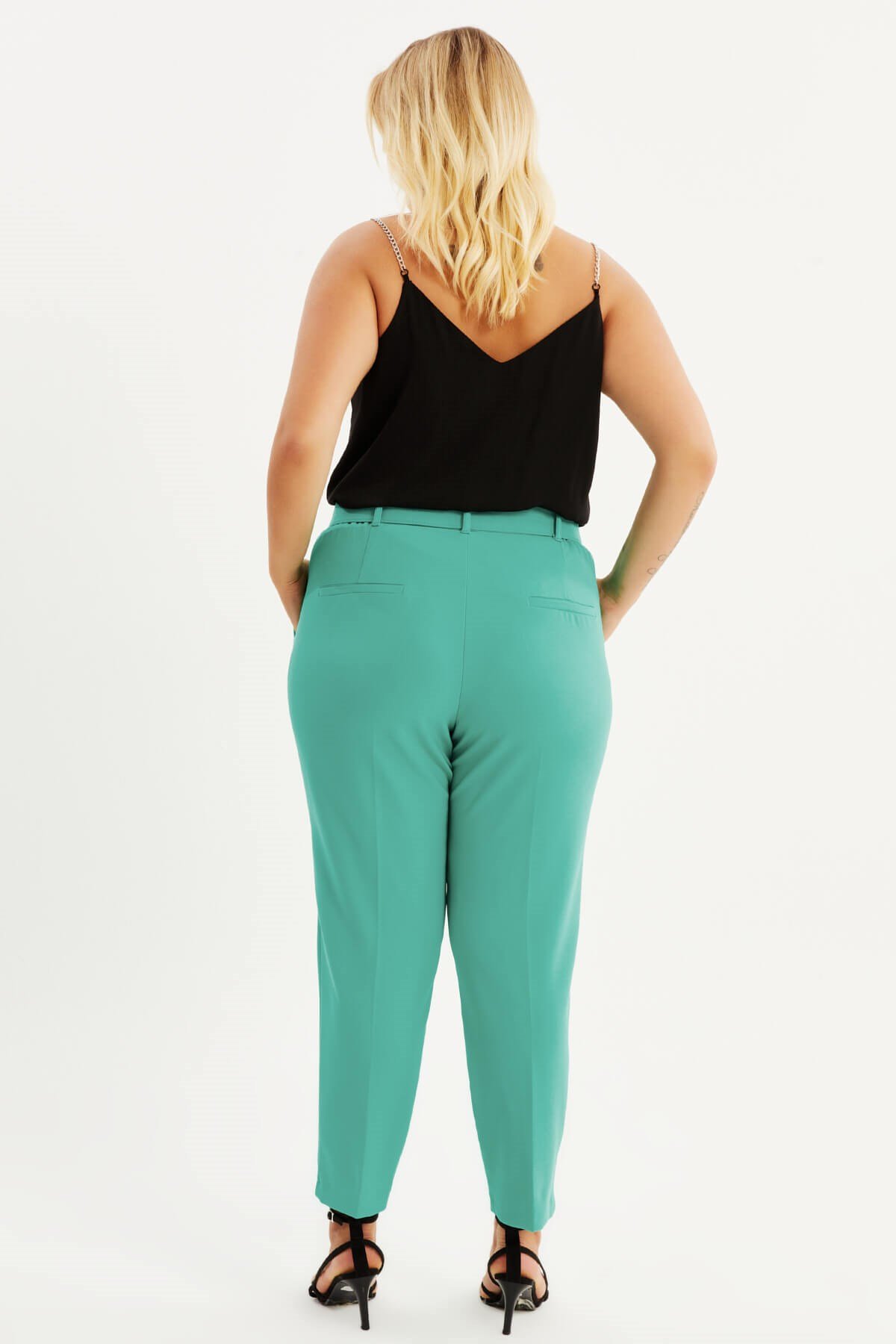 Myline-Cep Detaylı Kemerli Klasik Pantolon-Büyük Beden Pantolon-87864
