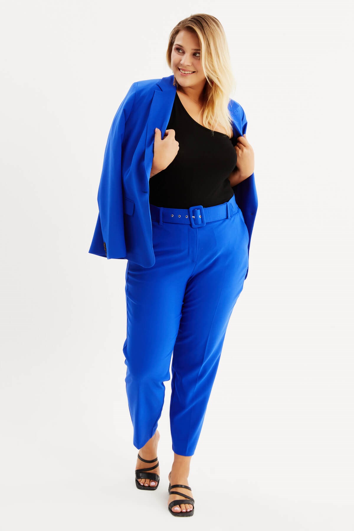 Myline-Cep Detaylı Kemerli Klasik Pantolon-Büyük Beden Pantolon-87848