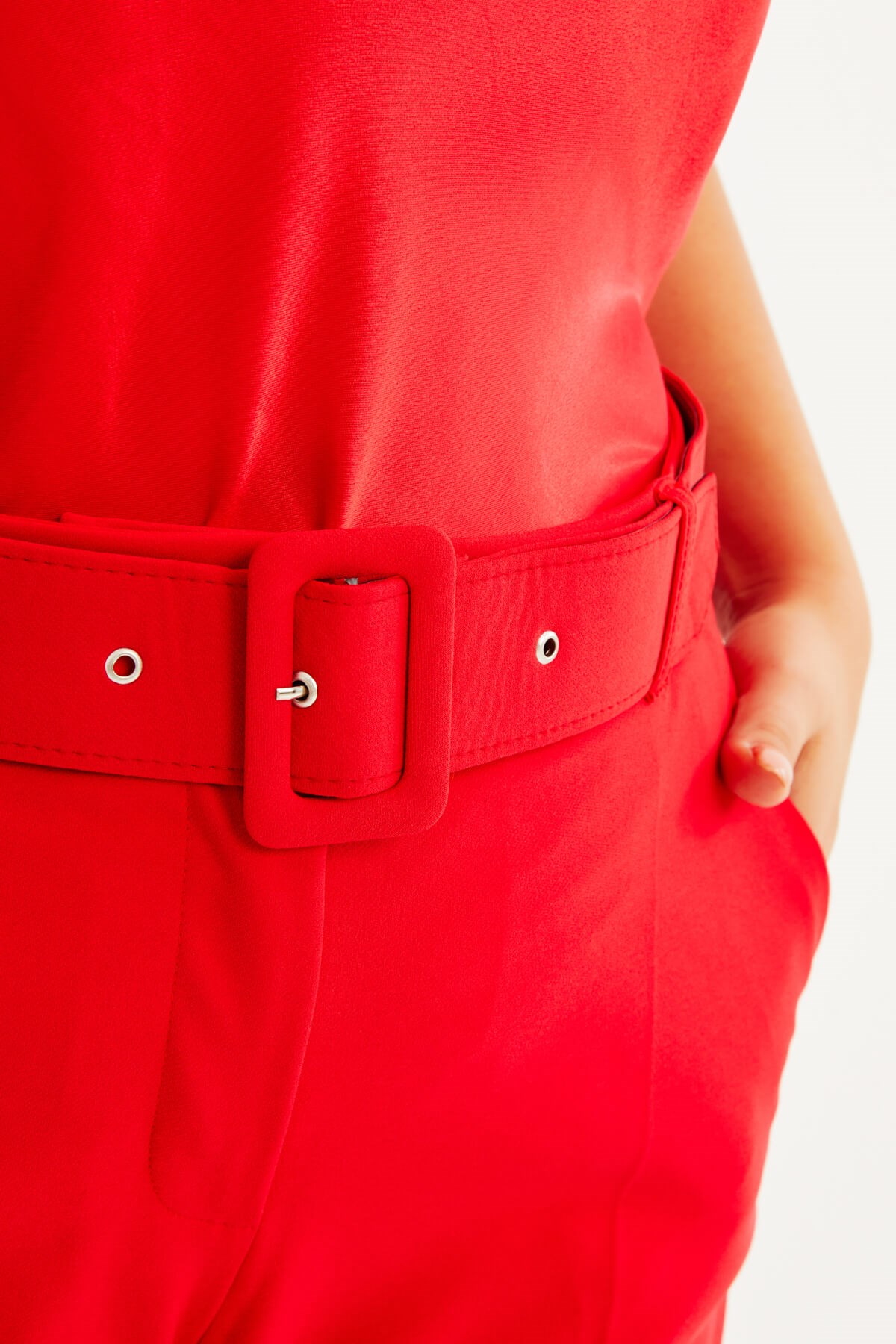 Myline-Cep Detaylı Kemerli Klasik Pantolon-Büyük Beden Pantolon-87983