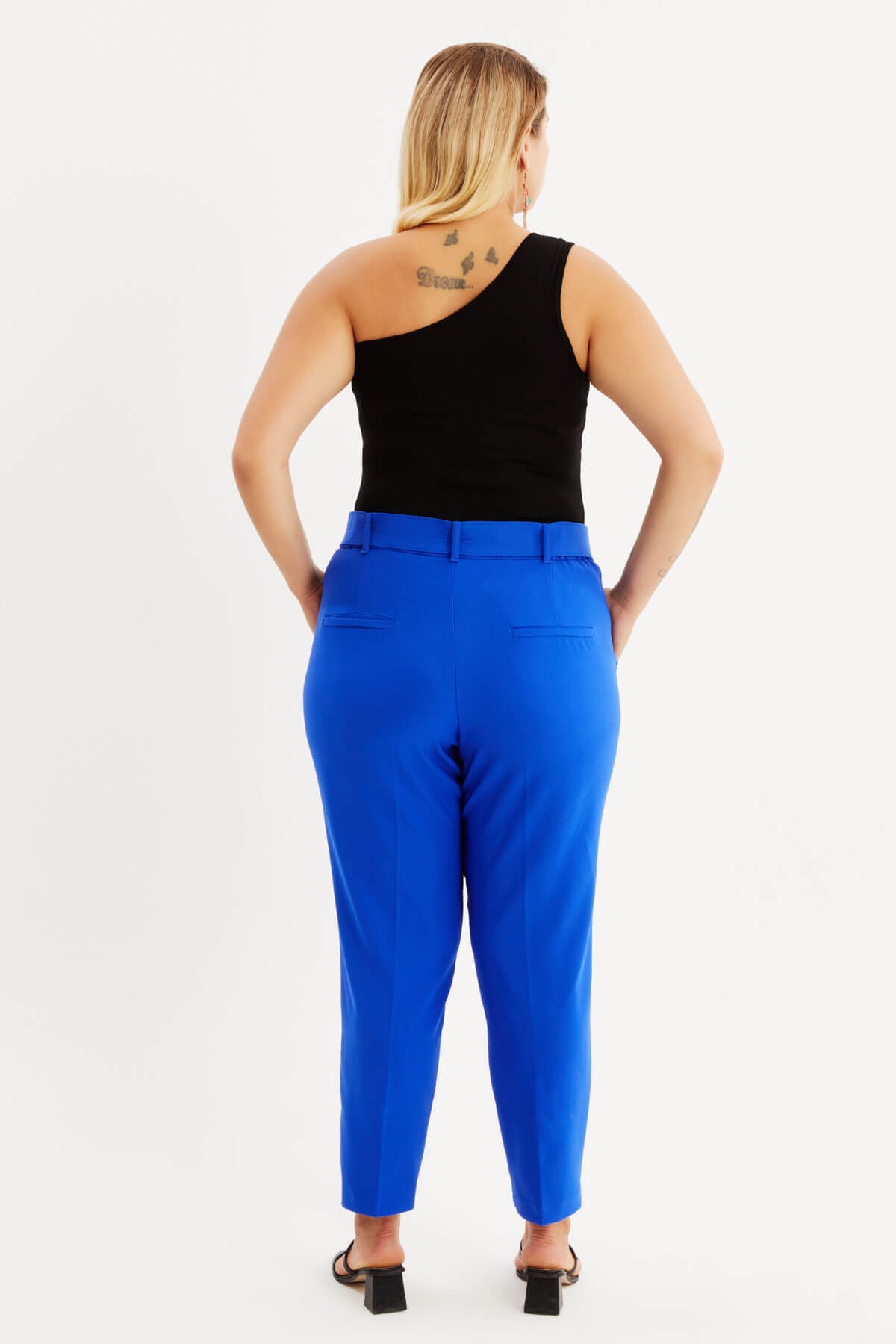 Myline-Cep Detaylı Kemerli Klasik Pantolon-Büyük Beden Pantolon-87848