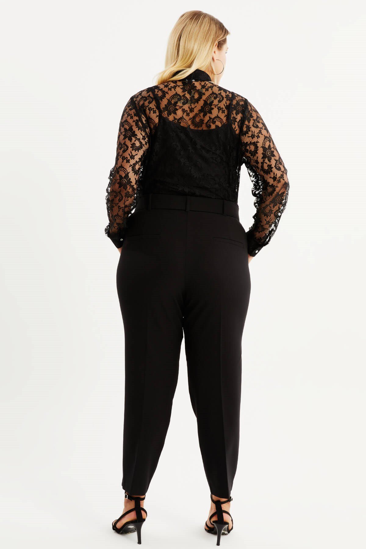 Myline-Cep Detaylı Kemerli Klasik Pantolon-Büyük Beden Pantolon-77768