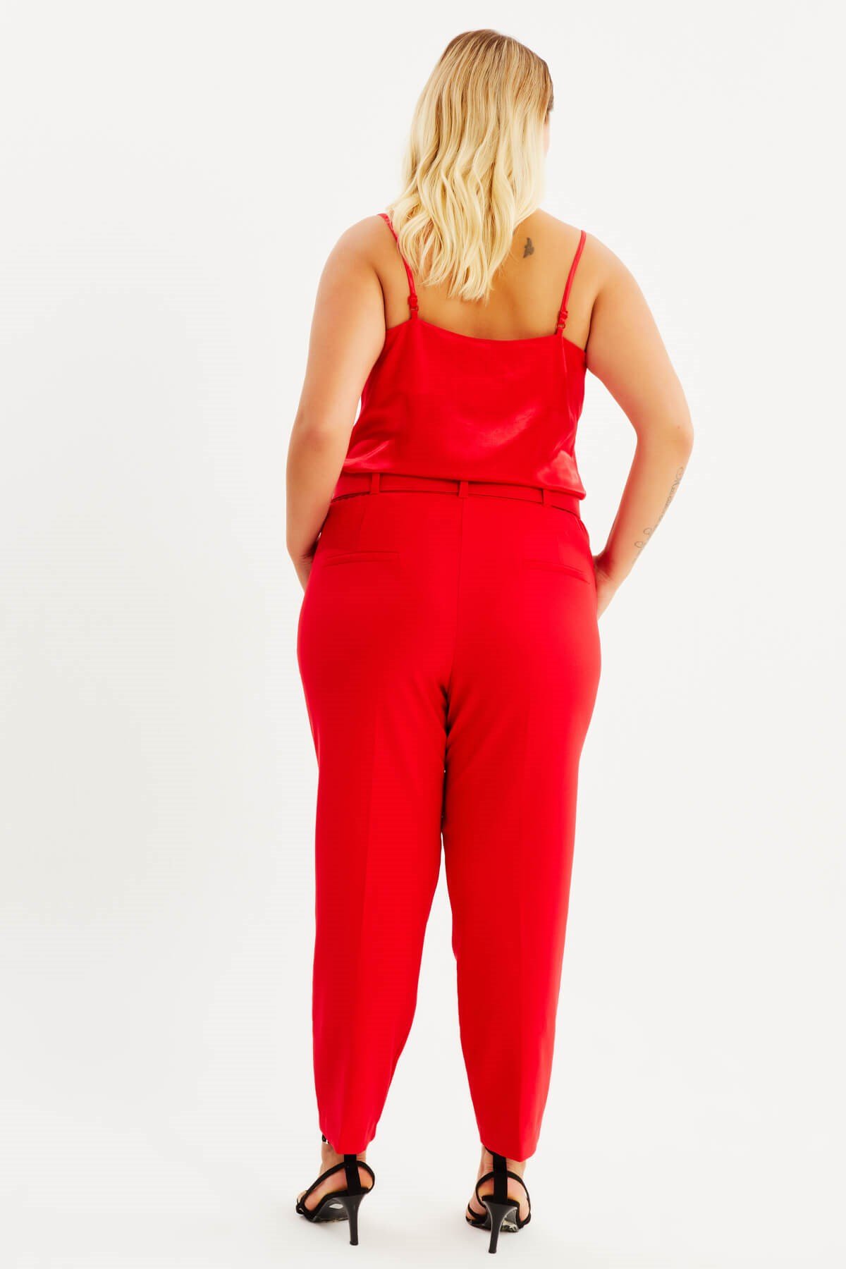 Myline-Cep Detaylı Kemerli Klasik Pantolon-Büyük Beden Pantolon-87983