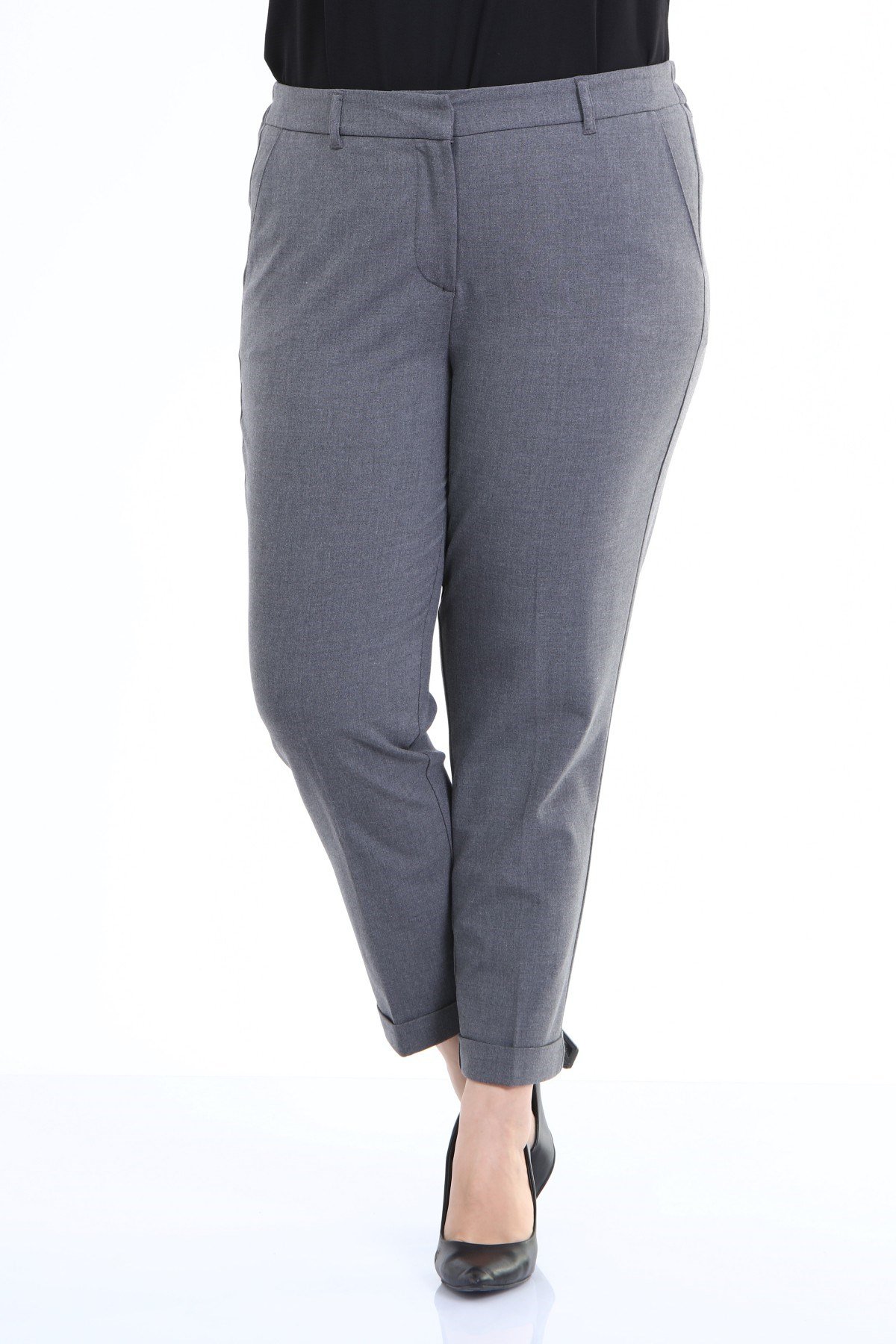 Myline-Cep Detaylı Slim Fit Klasik Pantolon-Büyük Beden Pantolon-66427