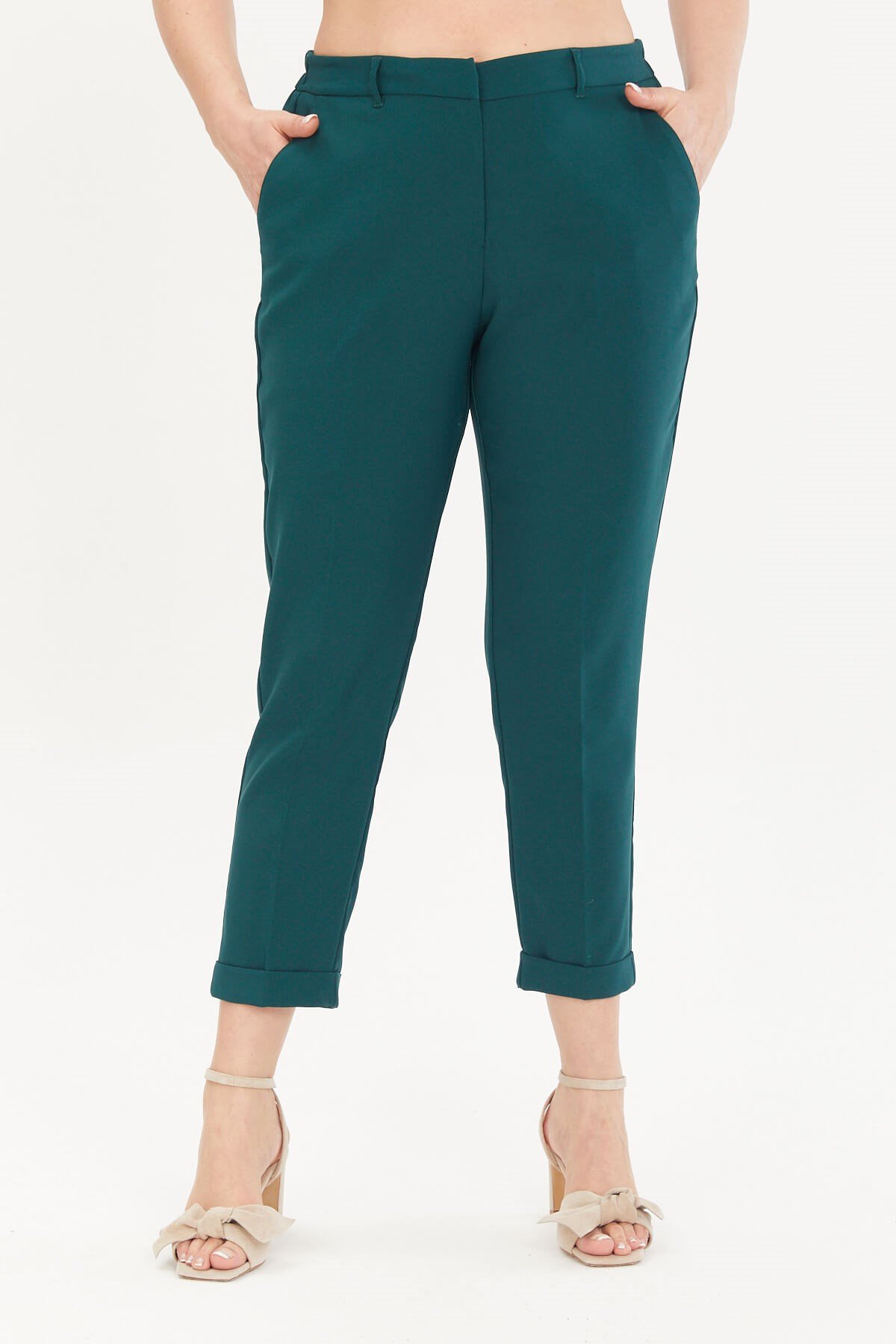 Myline-Cep Detaylı Slim Fit Klasik Pantolon-Büyük Beden Pantolon-66599