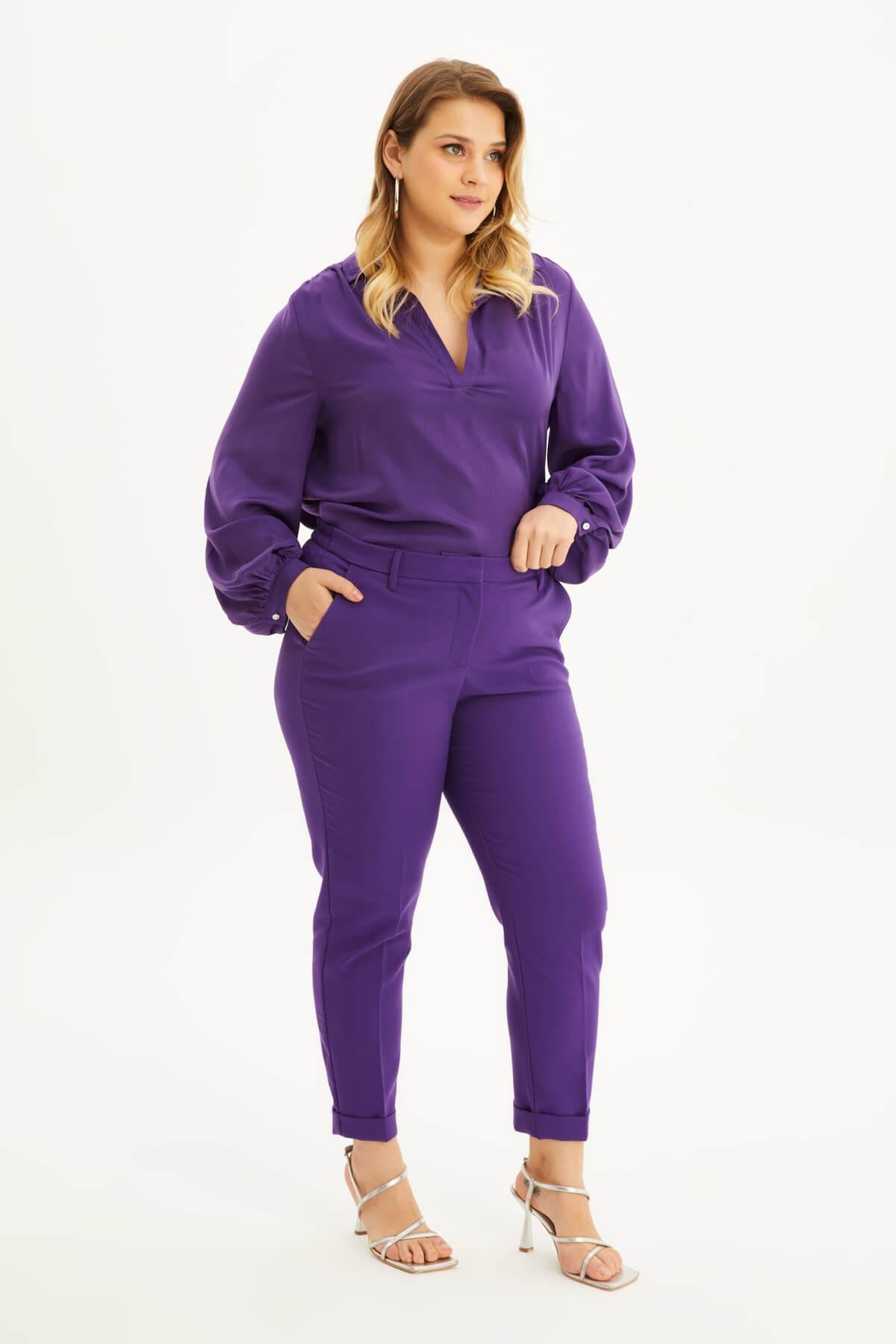 Myline-Cep Detaylı Slim Fit Klasik Pantolon-Büyük Beden Pantolon-118372