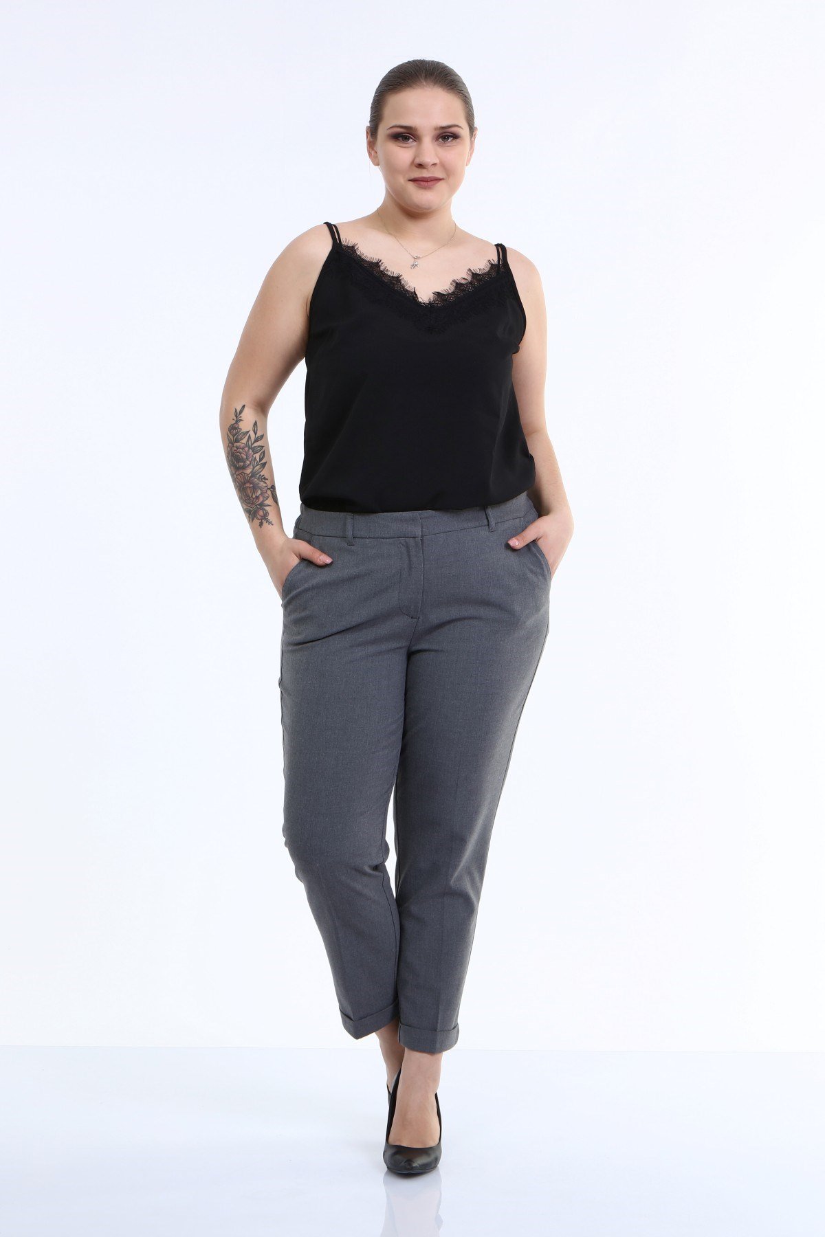 Myline-Cep Detaylı Slim Fit Klasik Pantolon-Büyük Beden Pantolon-66427