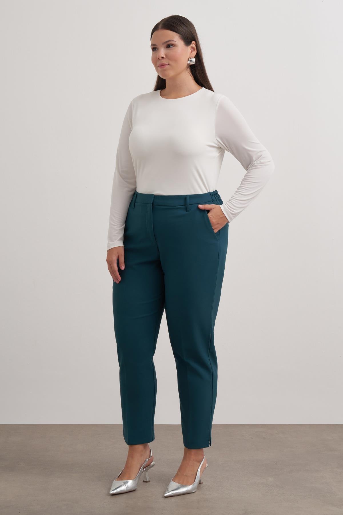 Myline-Cepli Yüksek Bel Pantolon-Büyük Beden Pantolon-149602