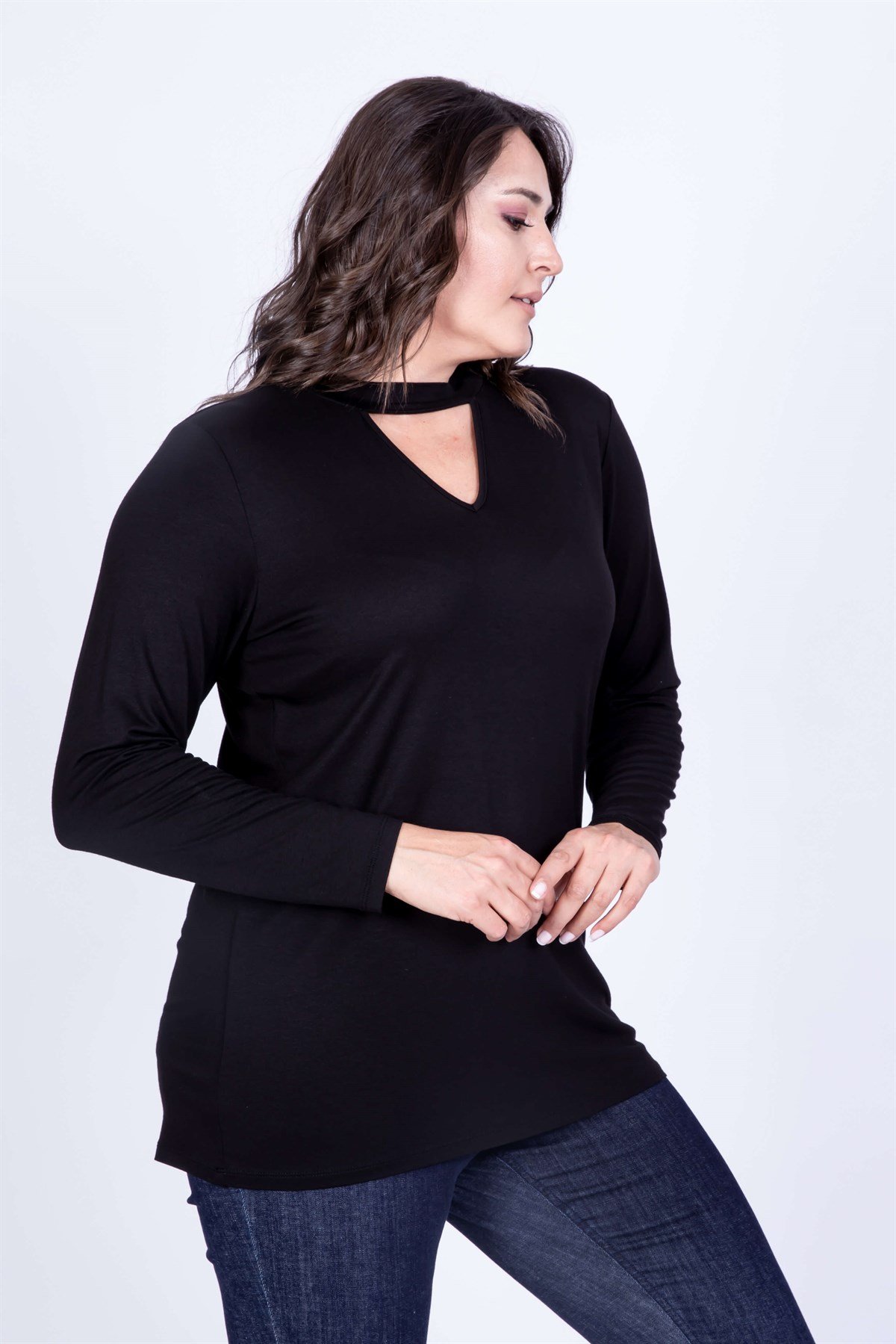 Myline-Çerçeve Detaylı Bluz-Büyük Beden Bluz-35133