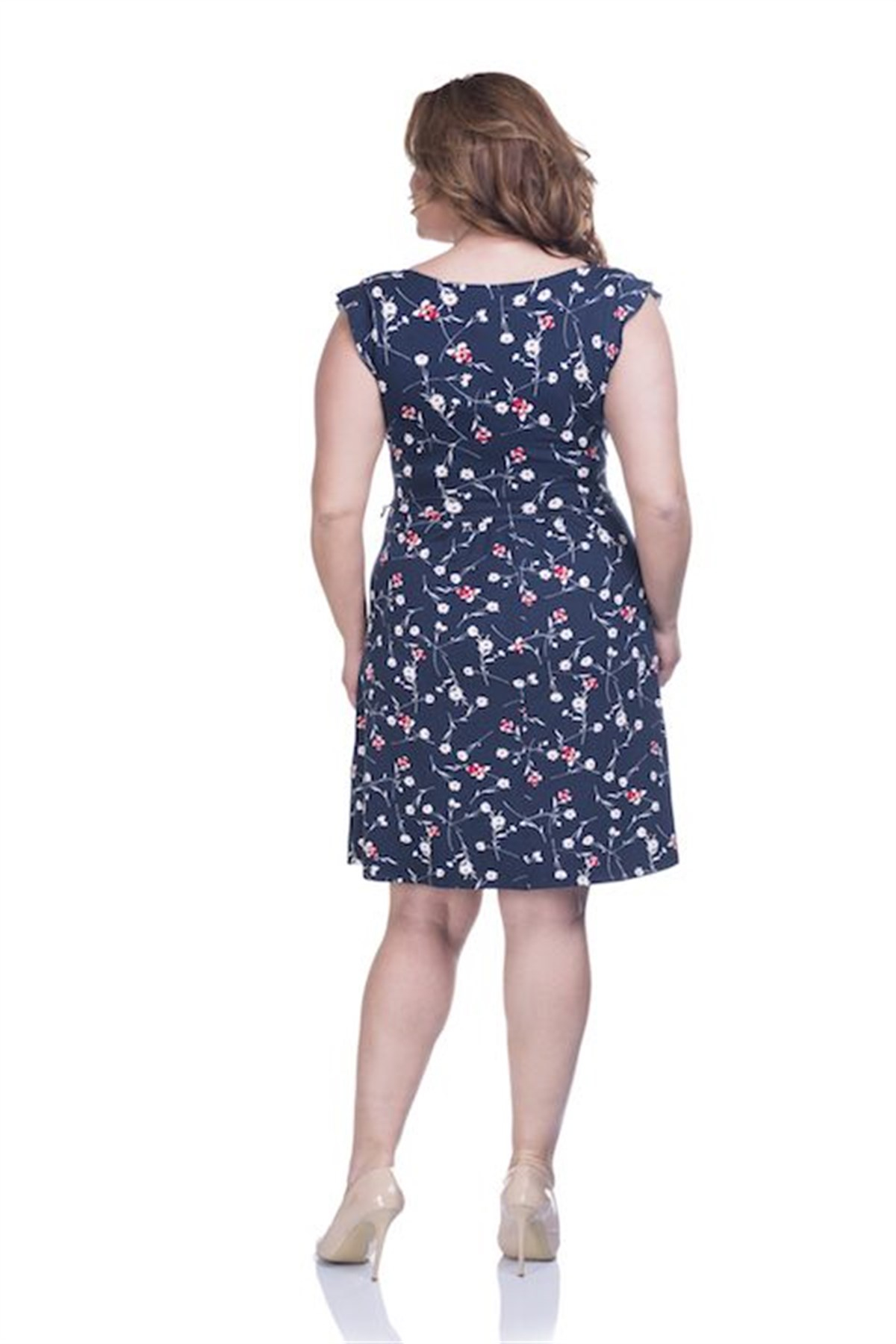 Myline-Çiçek Desenli Elbise-Büyük Beden Günlük Elbiseler-12426-m