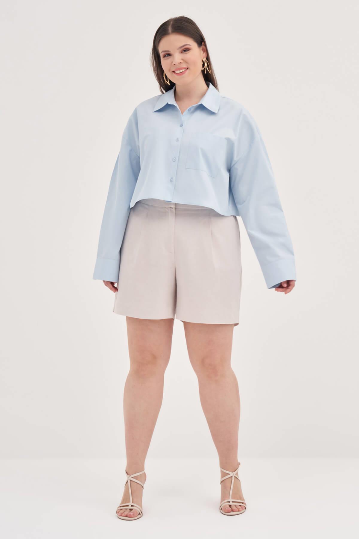 Myline-Crop Gömlek -Büyük Beden Gömlek-139151