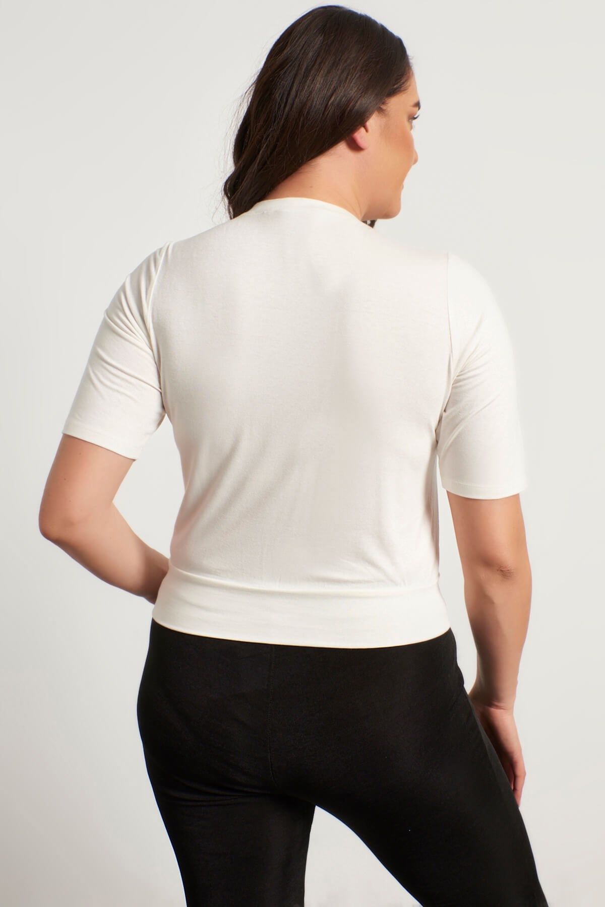 Myline-Crop Penye Bluz-Büyük Beden Tişört-56314