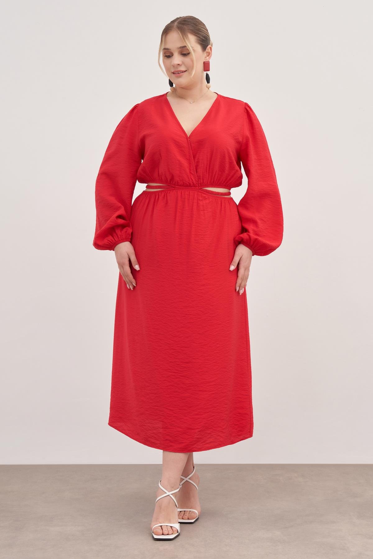 Myline-CUT-OUT Elbise-Büyük Beden Elbise-139135