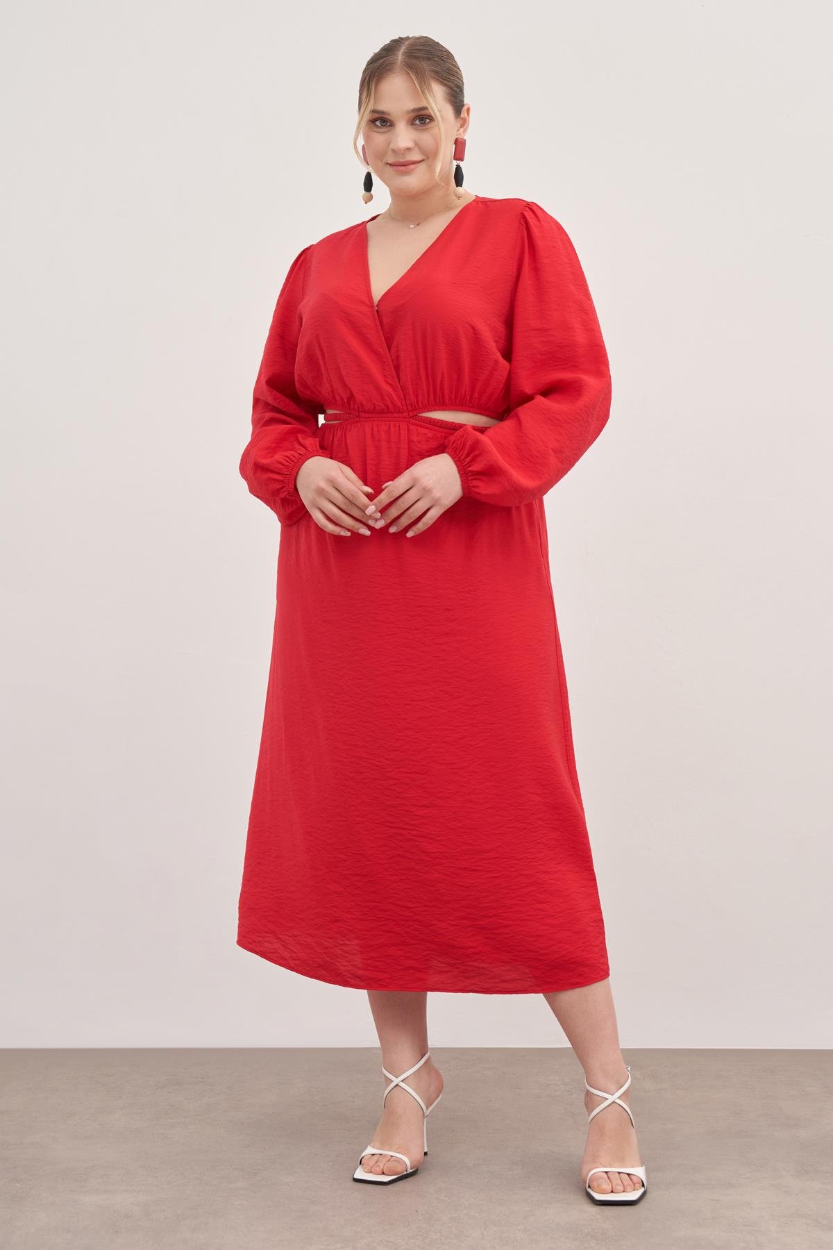 Myline-CUT-OUT Elbise-Büyük Beden Elbise-139135