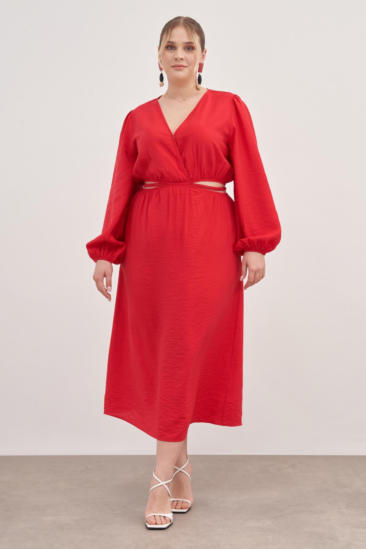 Myline-CUT-OUT Elbise-Büyük Beden Elbise-139135