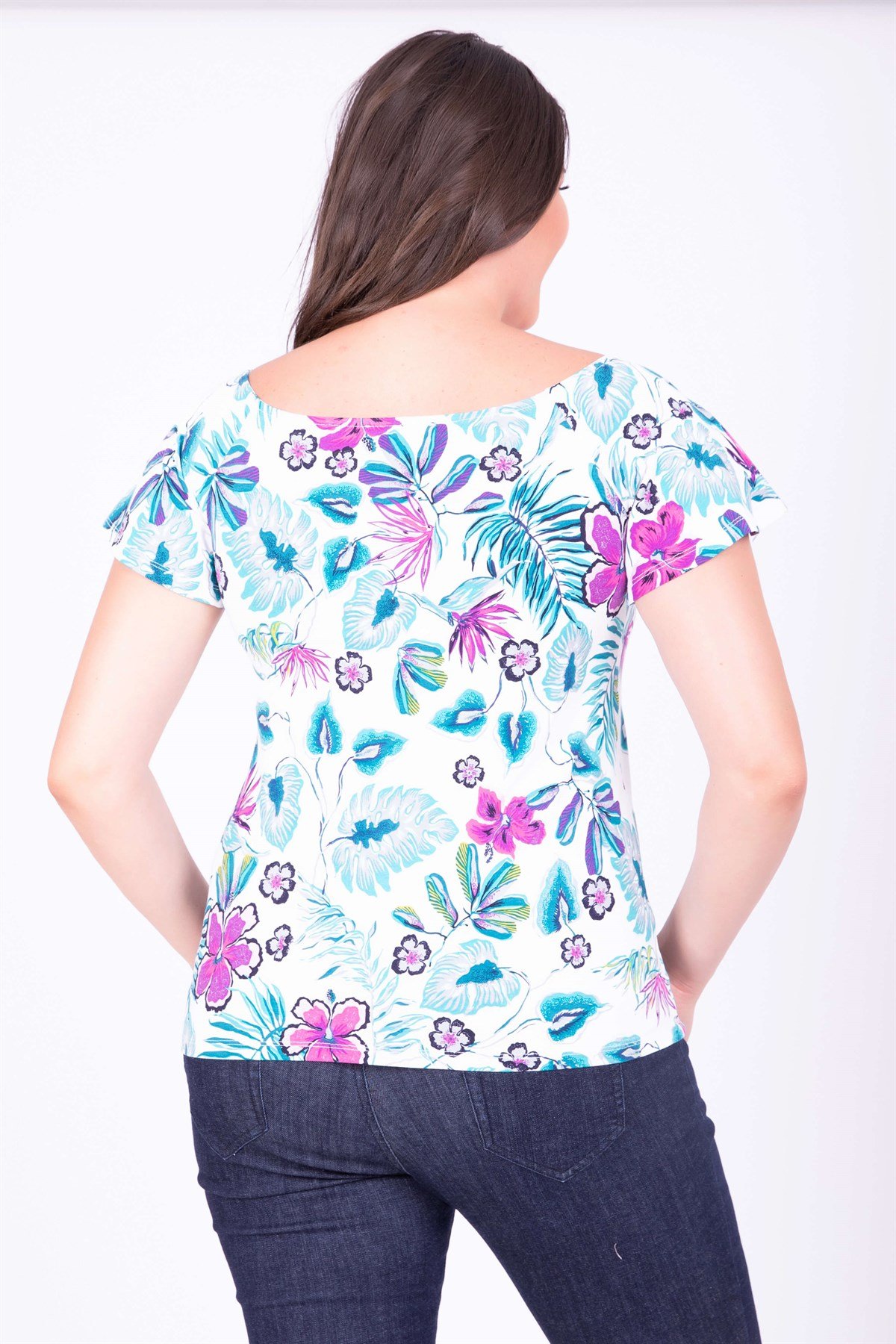 Myline-Damla Yaka Bluz-Büyük Beden Bluz-34741