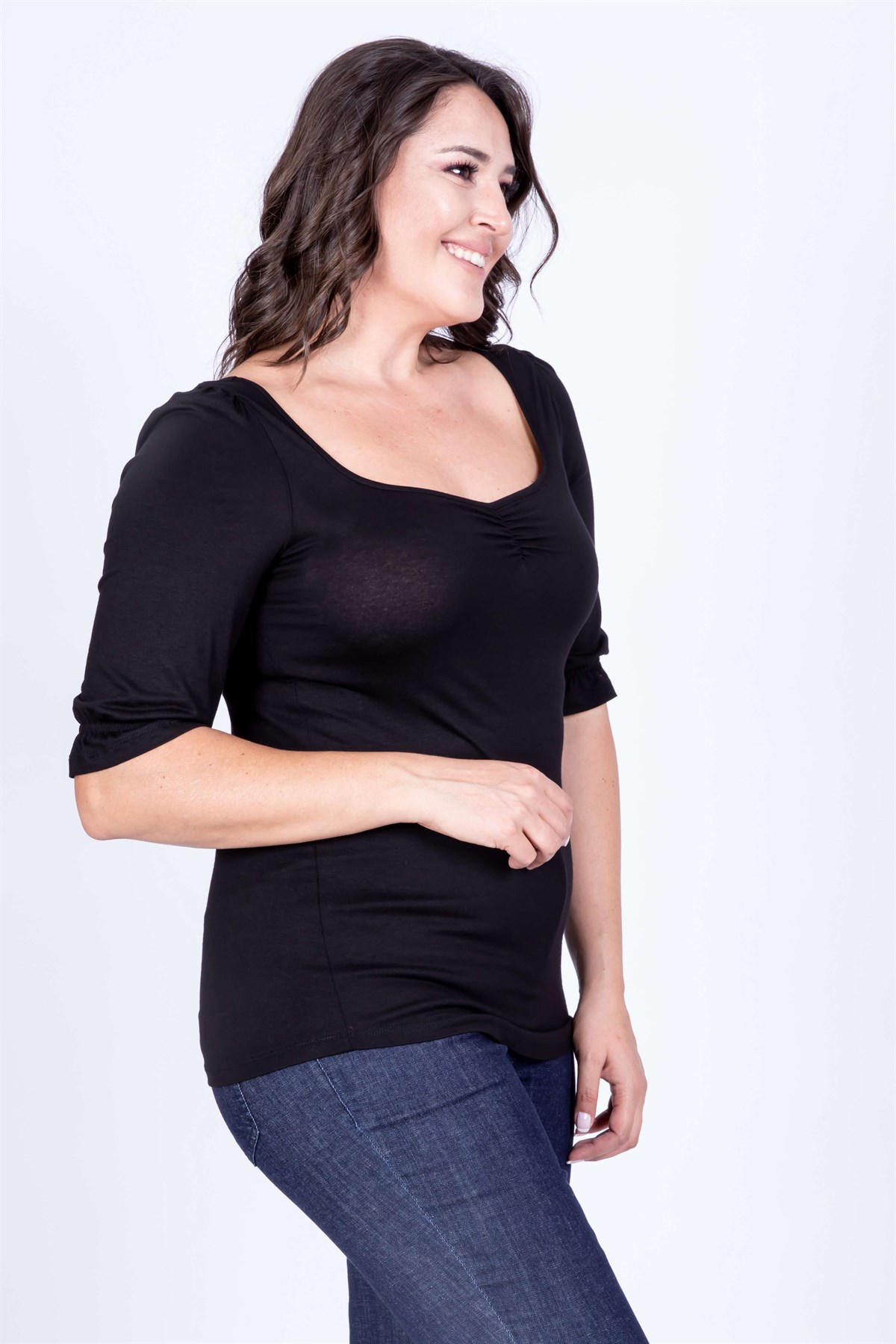 Myline-Damla Yaka Prenses Kol Bluz-Büyük Beden Bluz-35185