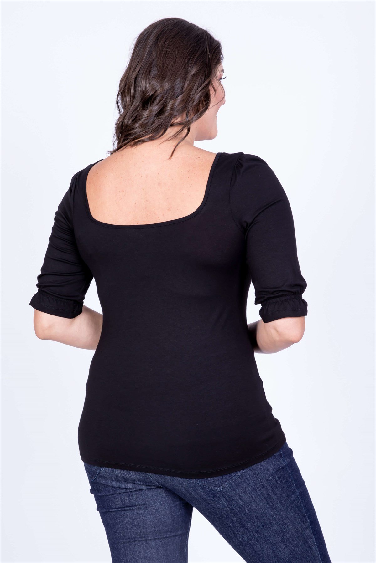 Myline-Damla Yaka Prenses Kol Bluz-Büyük Beden Bluz-35185