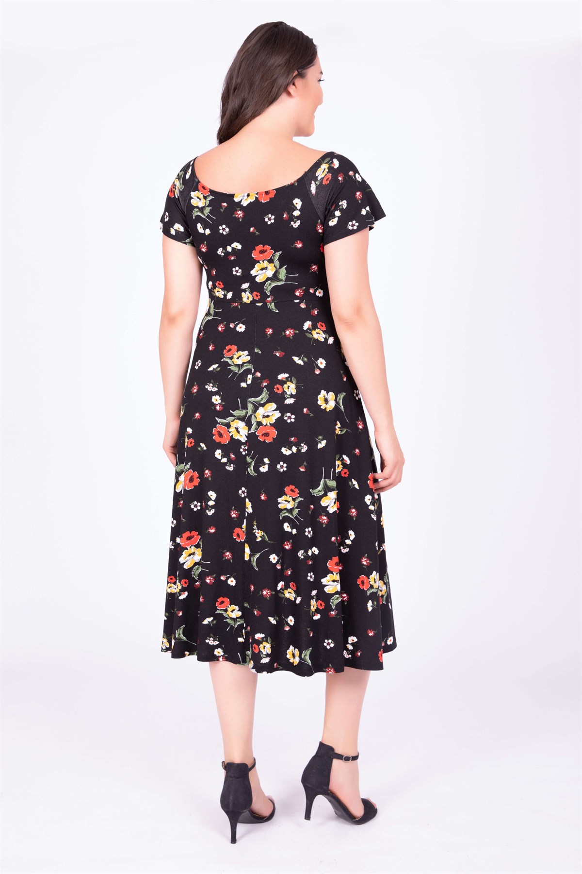 Myline-Damla Yaka Uzun Elbise-Büyük Beden Günlük Elbiseler-34740