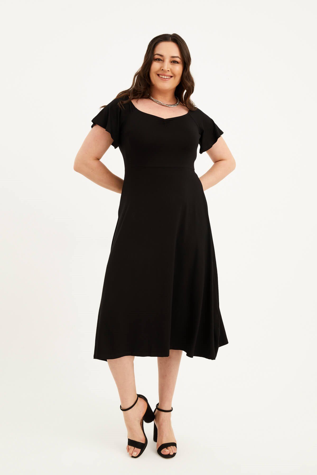 Myline-Damla Yaka Uzun Elbise-Büyük Beden Günlük Elbiseler-77392