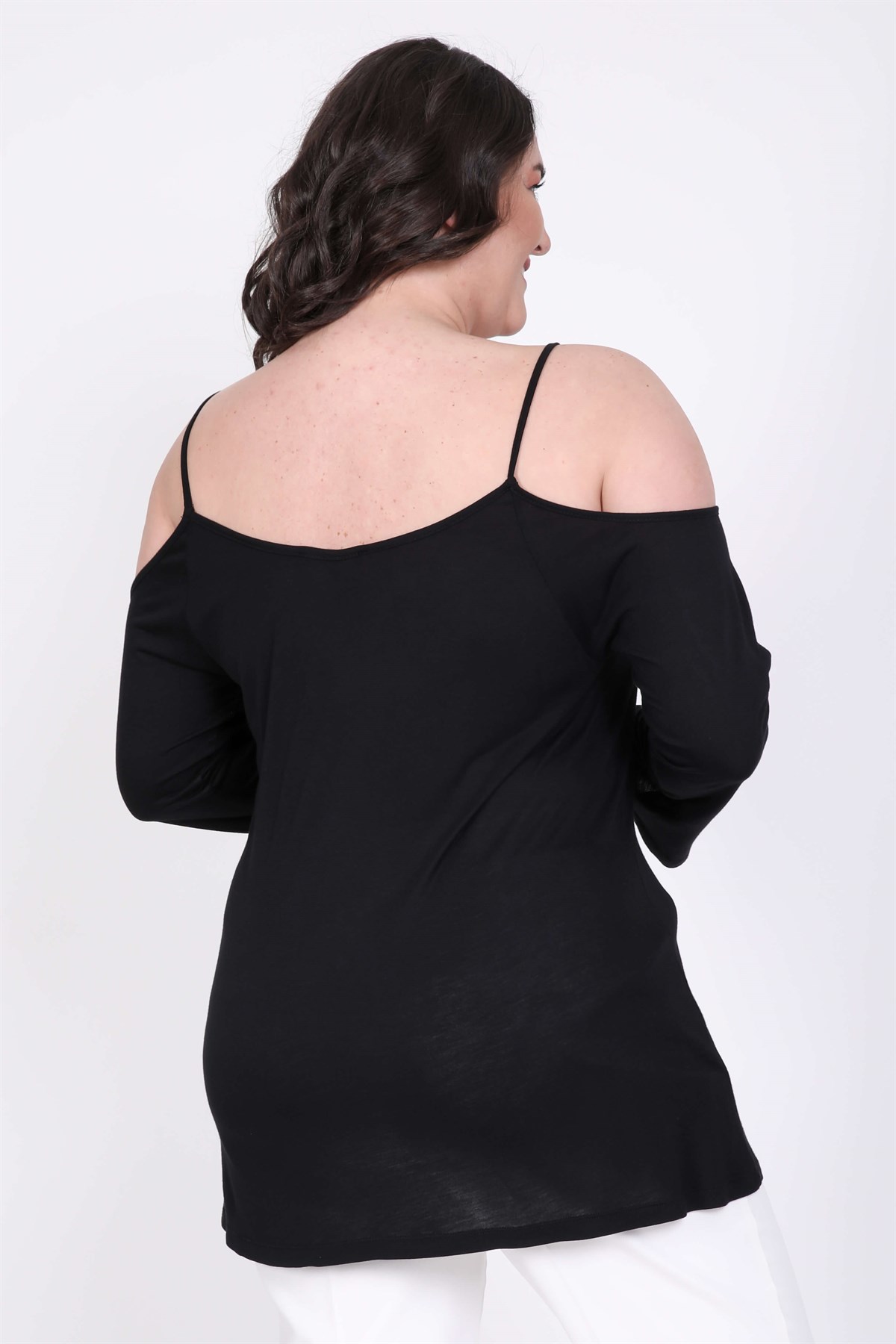 Myline-Dantel Detaylı Çerçeve Kollu Bluz-Büyük Beden Bluz-35214