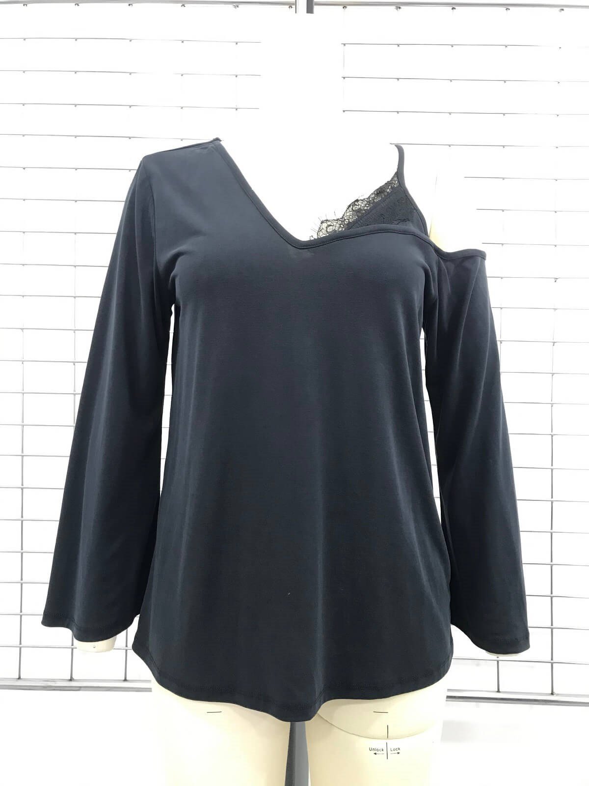 Myline-Dantel Detaylı Tek Omuz Bluz-Büyük Beden Outlet-45980