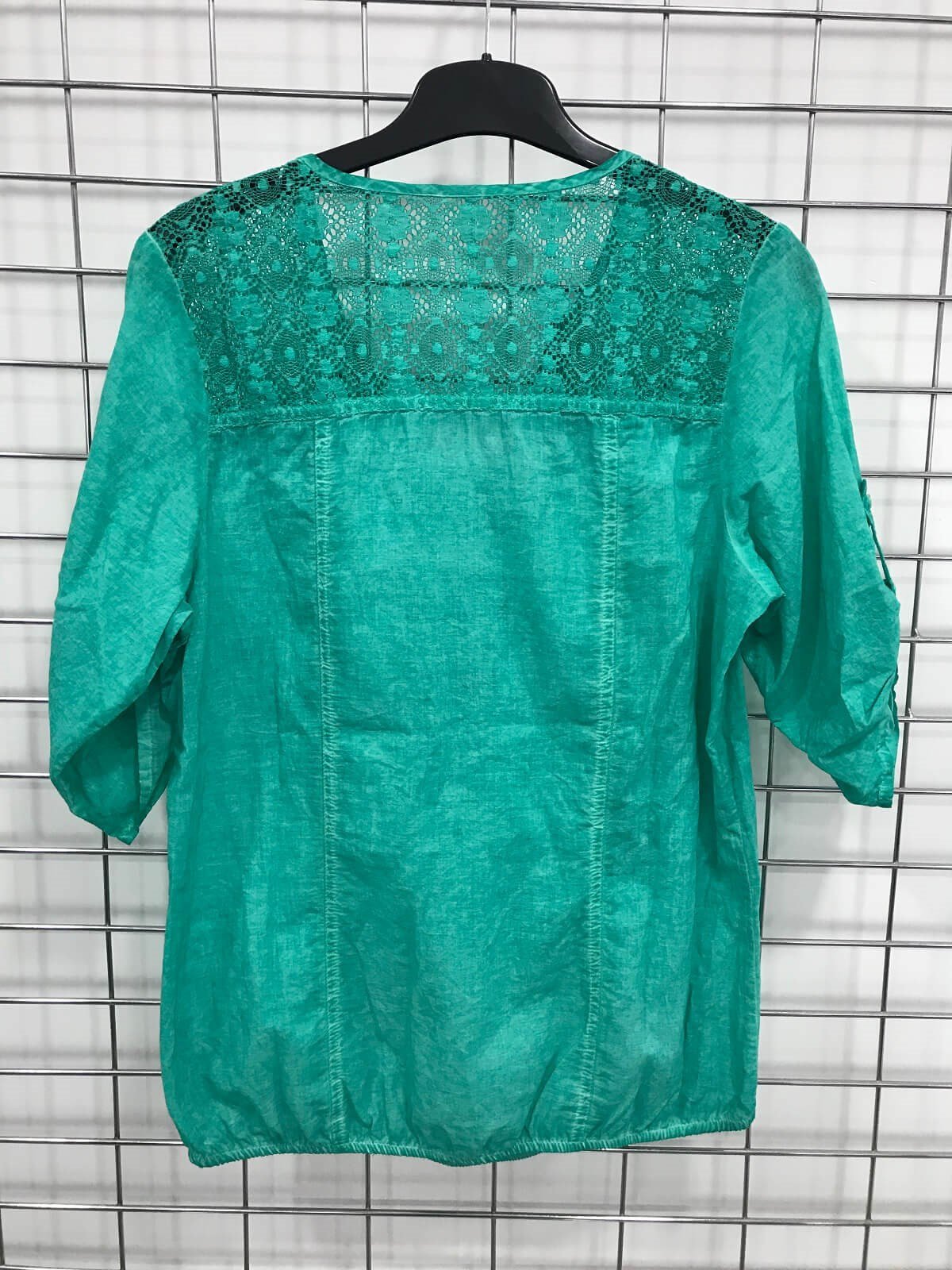 Myline-Dantel Detaylı Yağlı Boya Bluz-Büyük Beden Outlet-45665