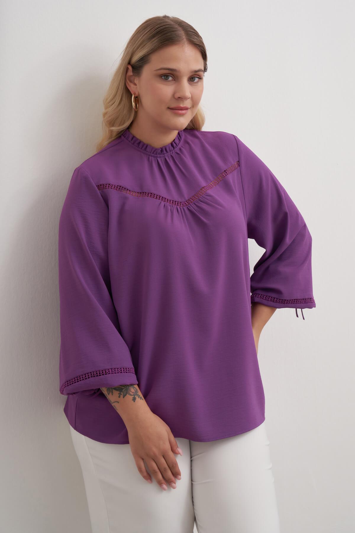 Dantel Şerit Detaylı Bluz