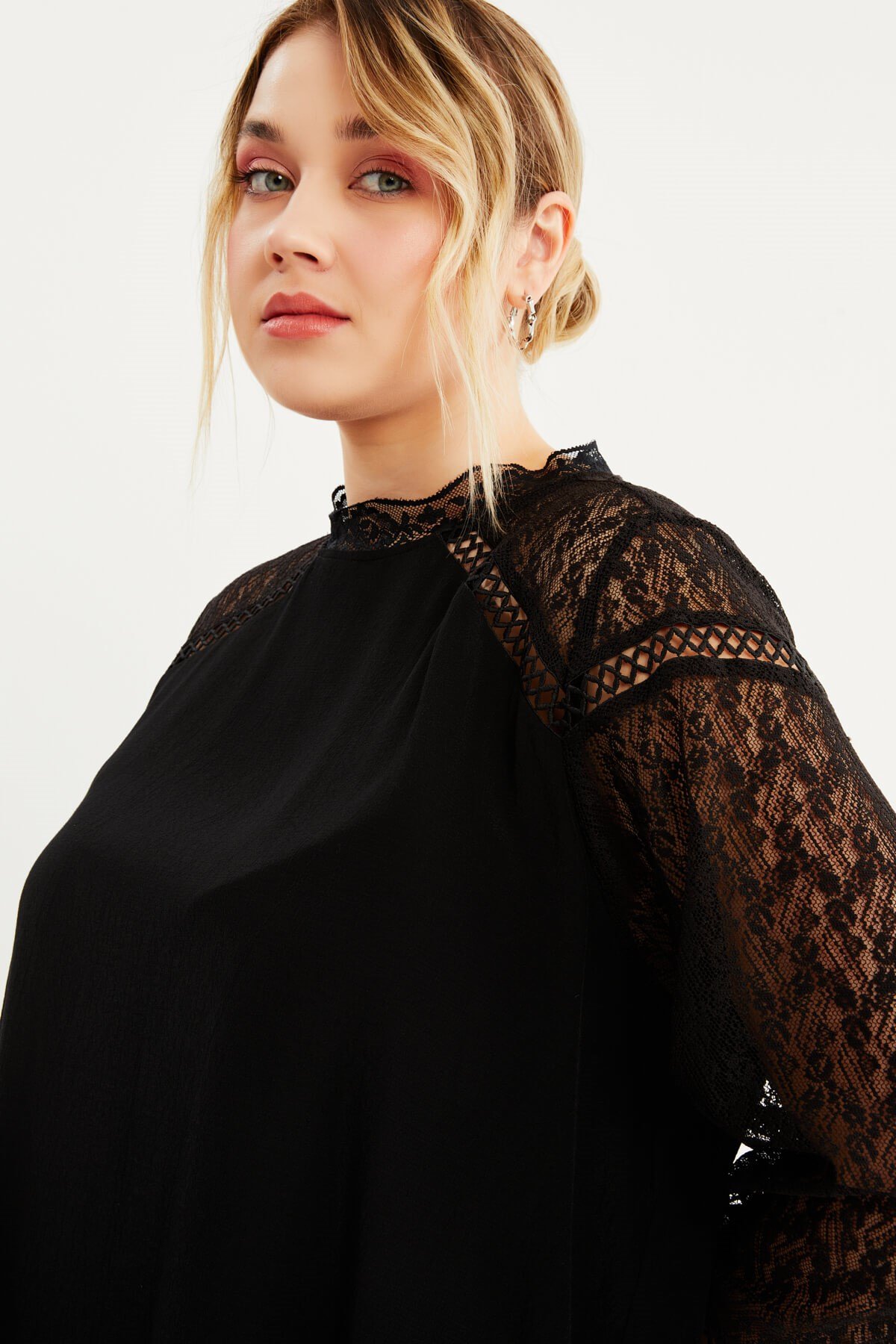 Myline-Dantelli Bluz-Büyük Beden Bluz-87996