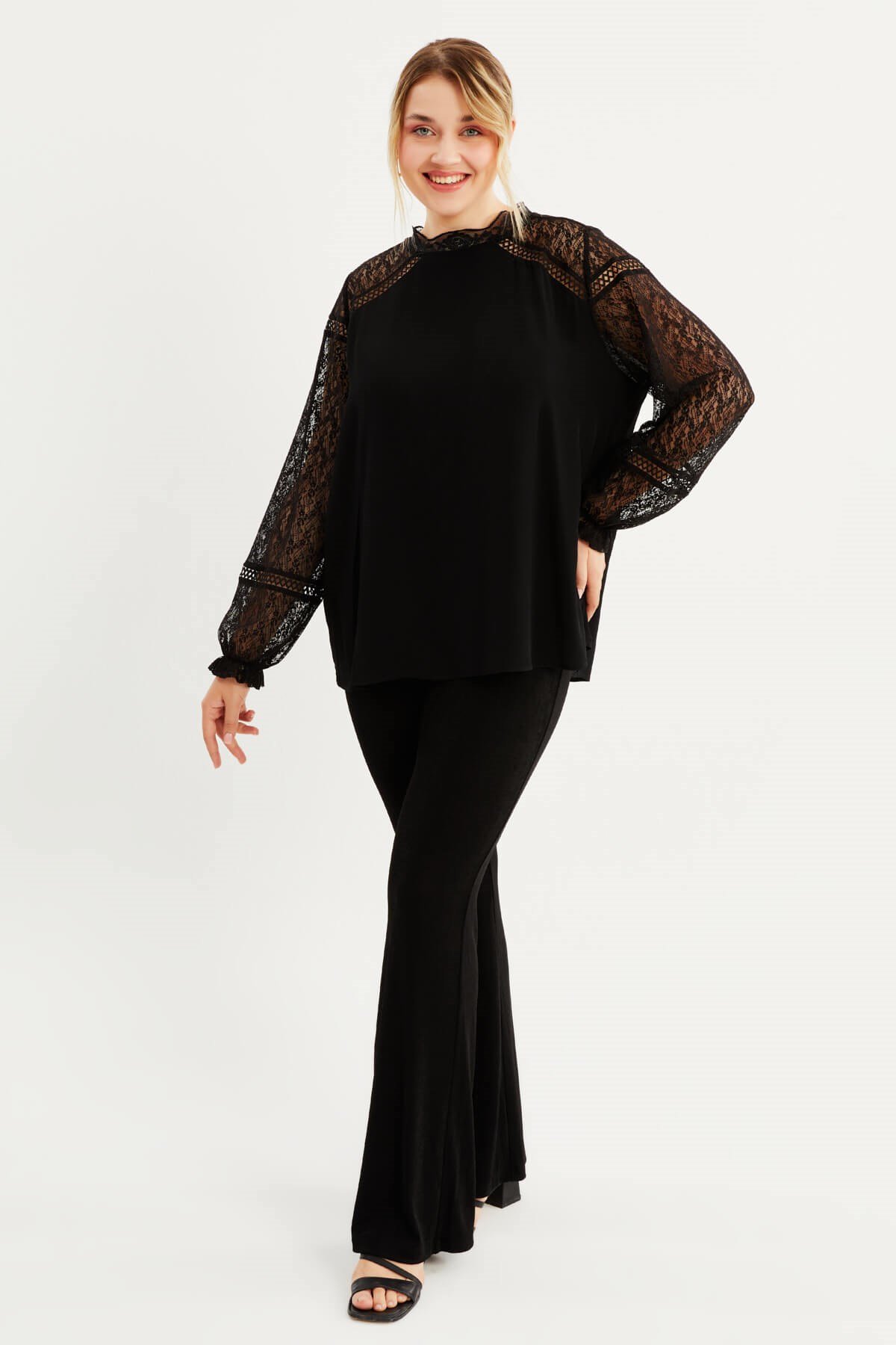 Myline-Dantelli Bluz-Büyük Beden Bluz-87996