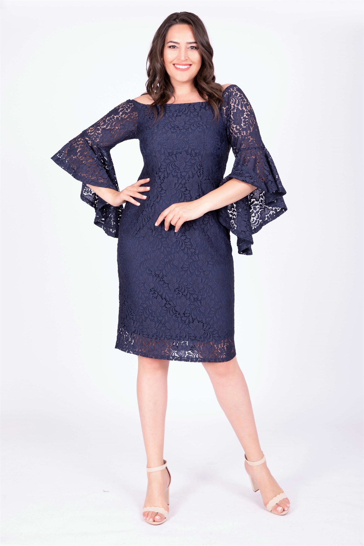 Myline-Dantelli Elbise-Büyük Beden Günlük Elbiseler-34718