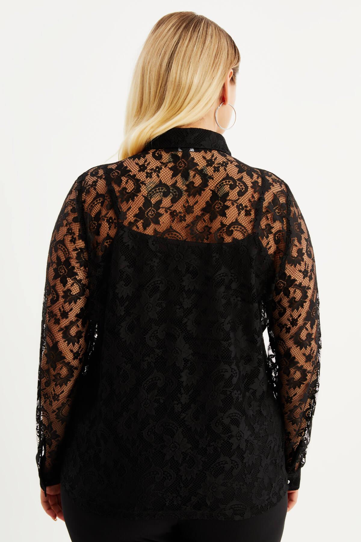 Myline-Dantelli Gömlek -Büyük Beden Gömlek-88020