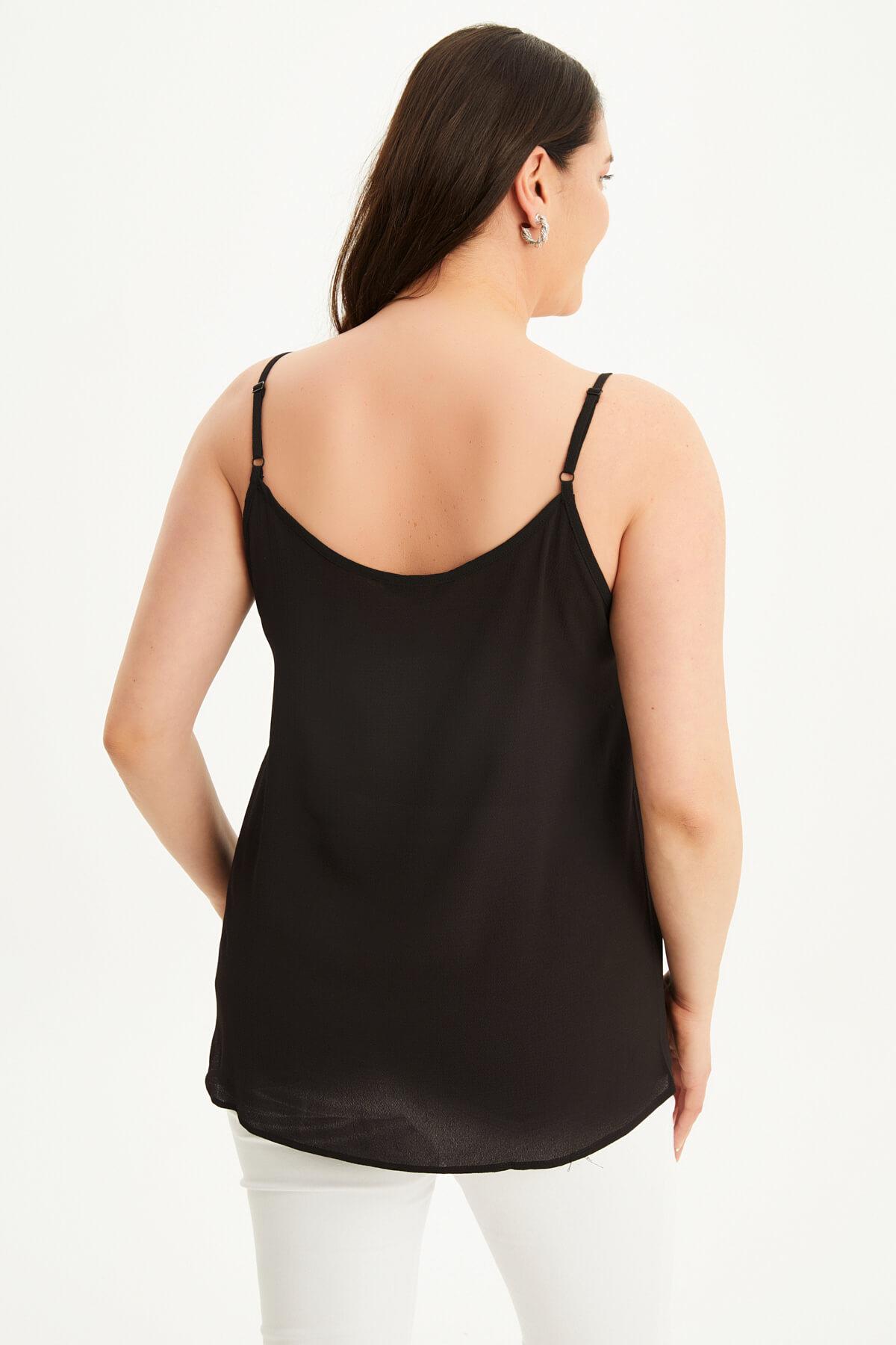 Myline-Dantelli İp Askılı Bluz-Büyük Beden Bluz-34805