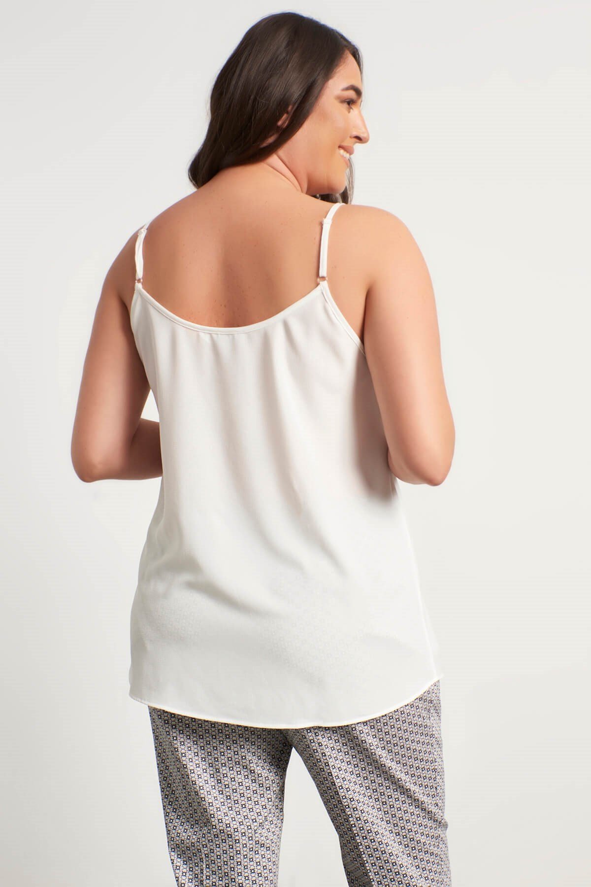 Myline-Dantelli İp Askılı Bluz-Büyük Beden Bluz-56247