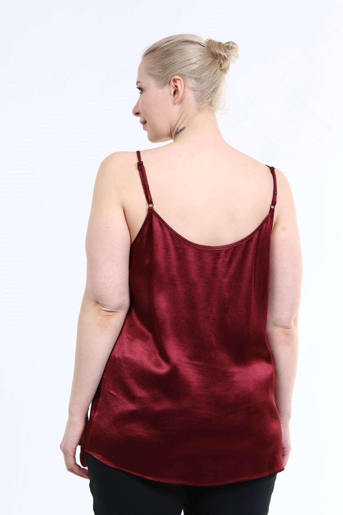 Myline-Dantelli İp Askılı Bluz-Büyük Beden Bluz-66637