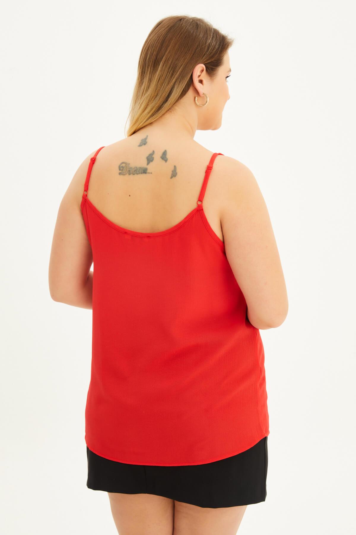 Myline-Dantelli İp Askılı Bluz-Büyük Beden Bluz-88302