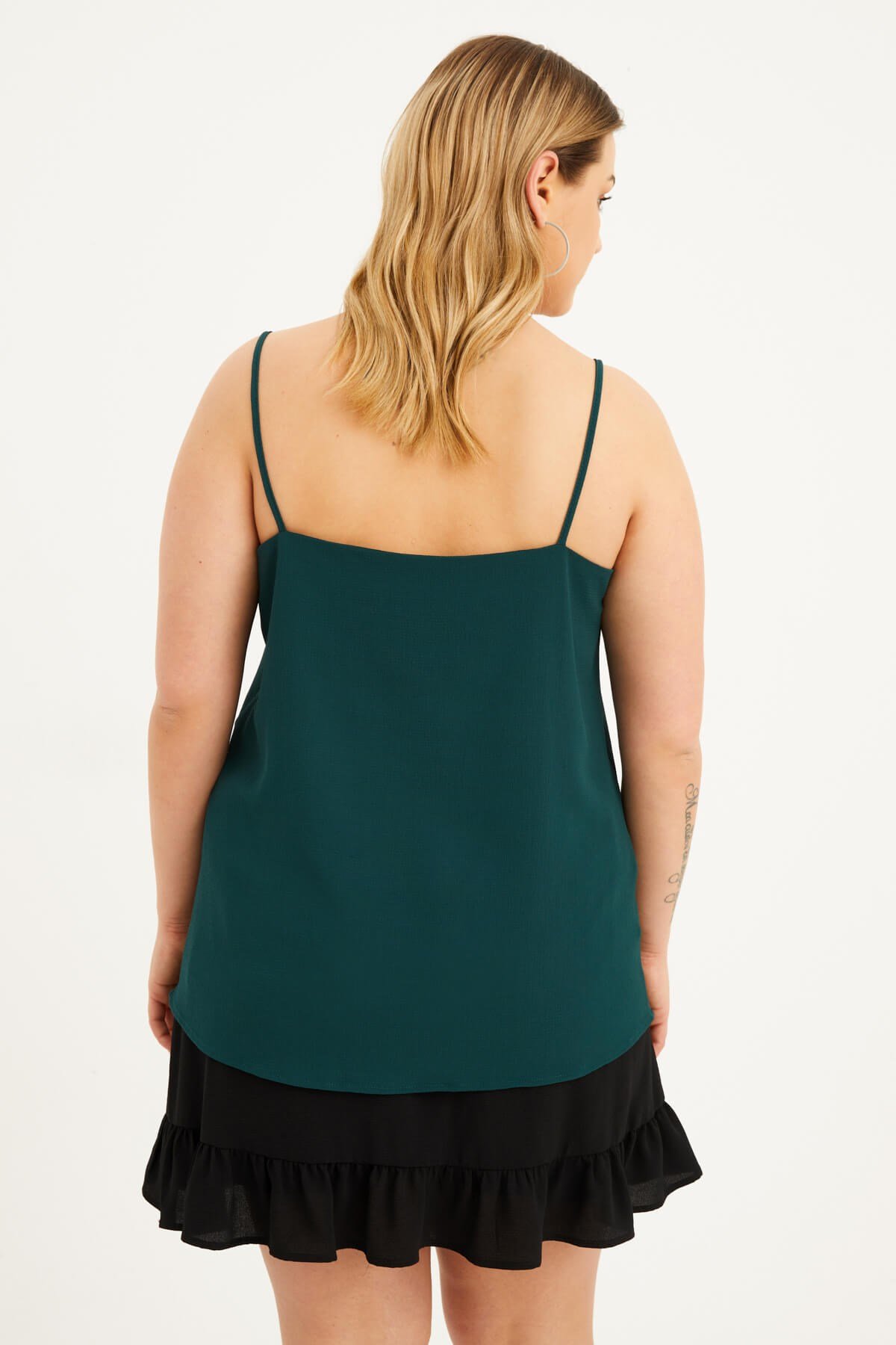 Myline-Degaje Yaka İp Askılı Bluz-Büyük Beden Bluz-77566