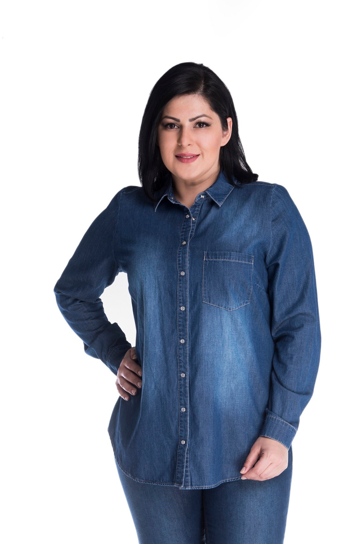 Myline-Denim Gömlek-Büyük Beden Gömlek-34150