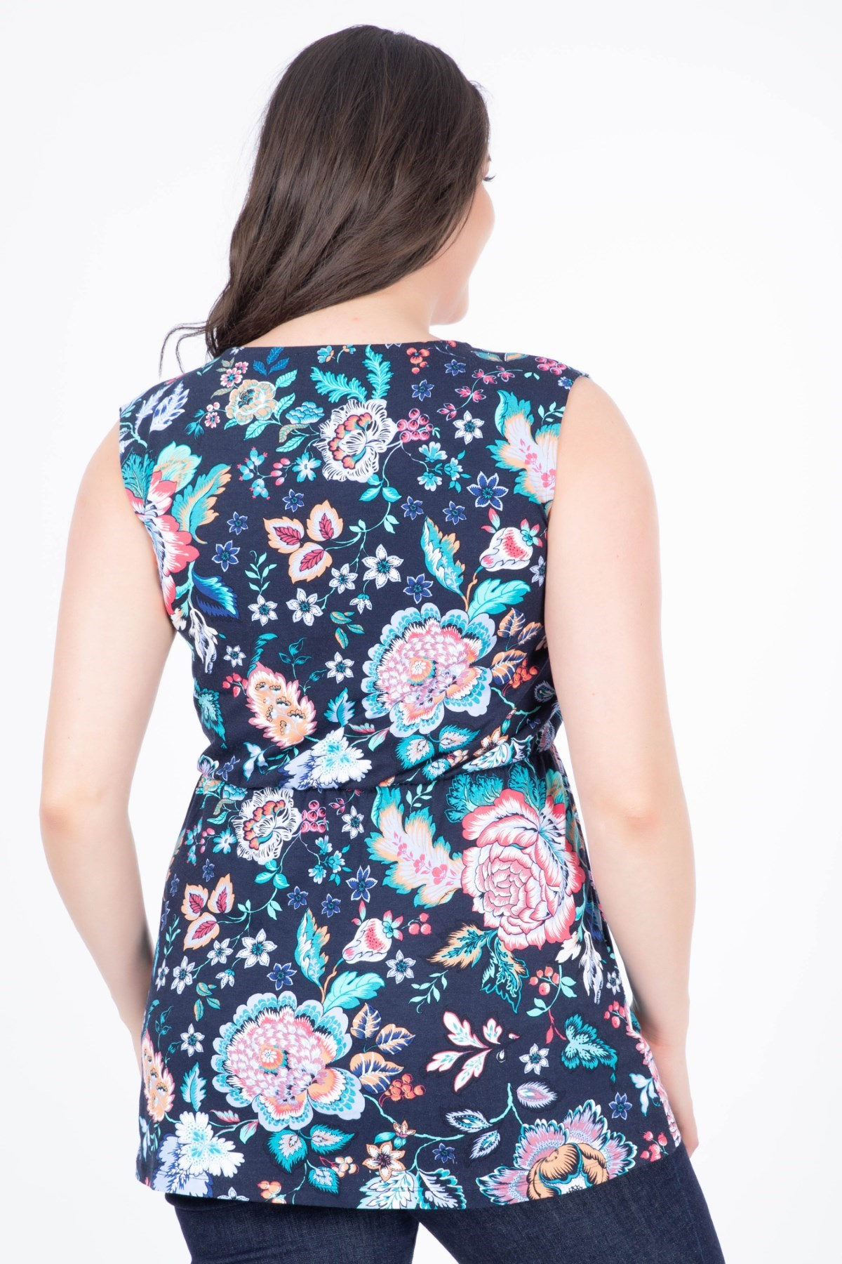 Myline-Desenli Anvelop Bluz-Bluz-34620