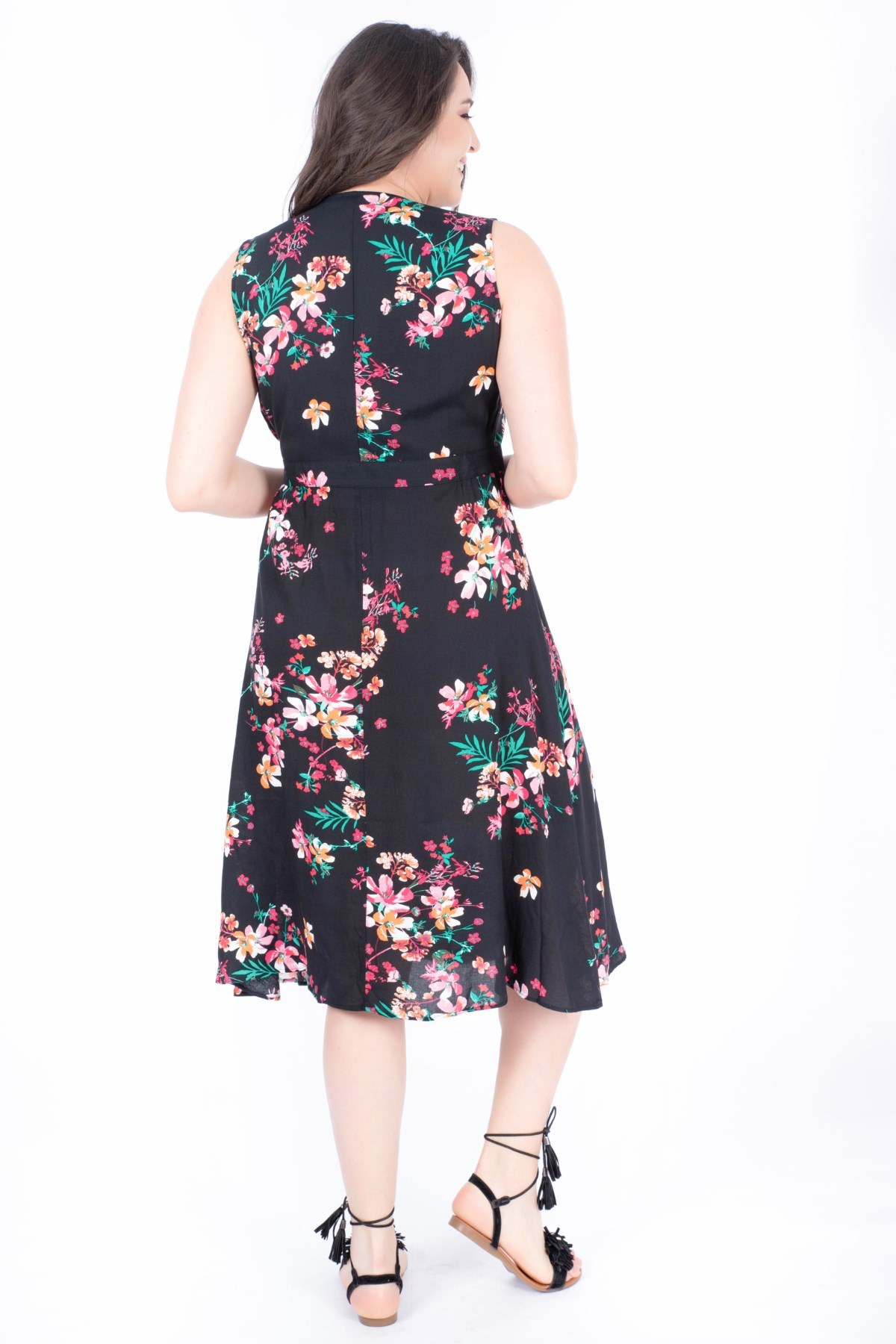 Myline-Desenli Anvelop Elbise-Büyük Beden Günlük Elbiseler-23978