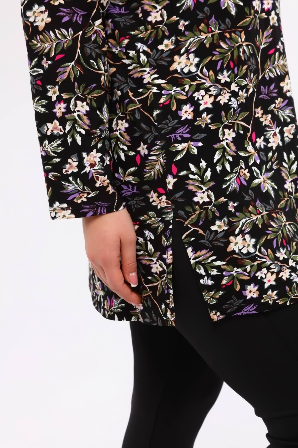 Myline-Desenli Penye Tunik Takım -Büyük Beden Tunik-77174