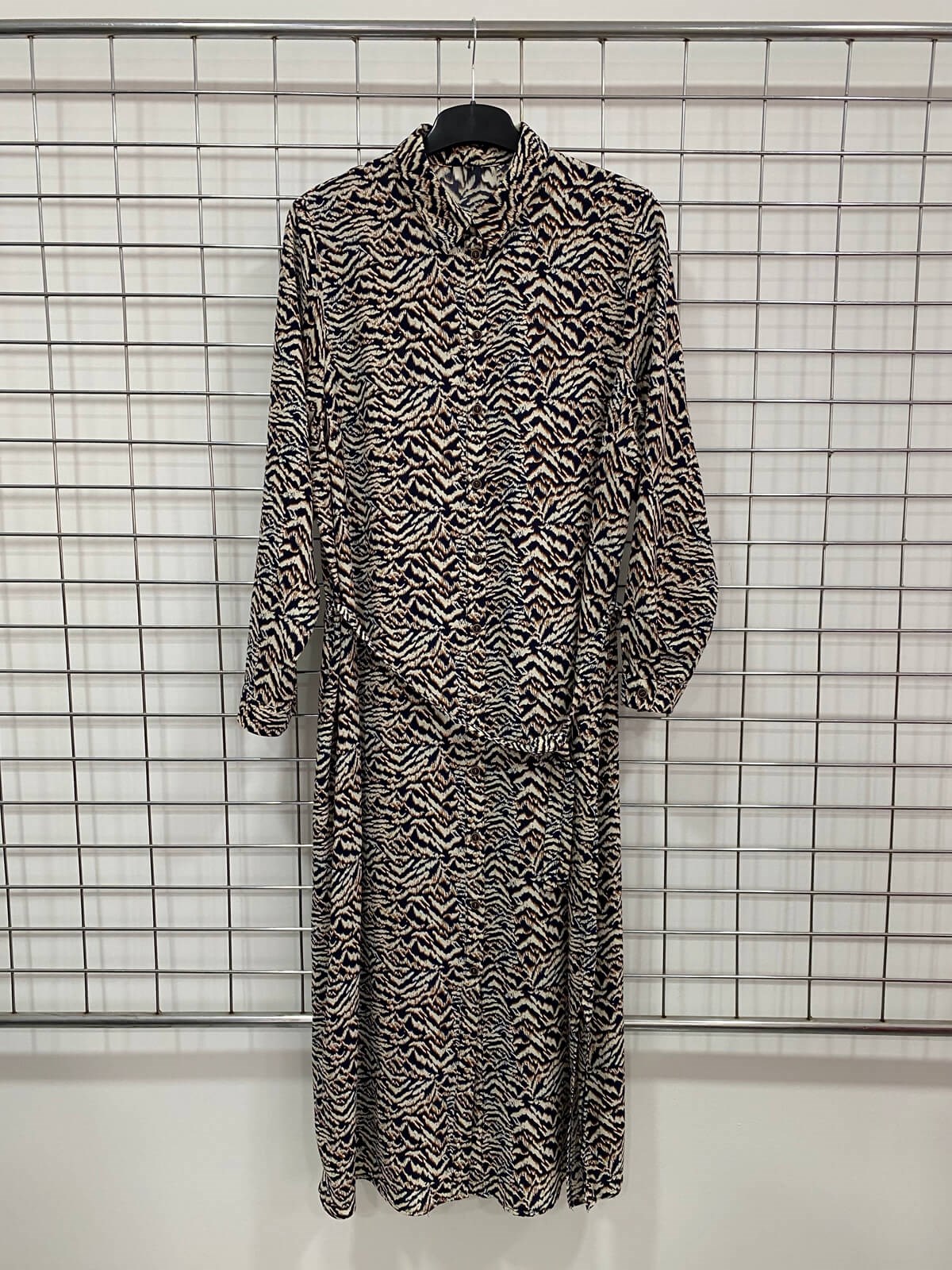 Myline-Desenli Uzun Elbise-Büyük Beden Outlet-66547