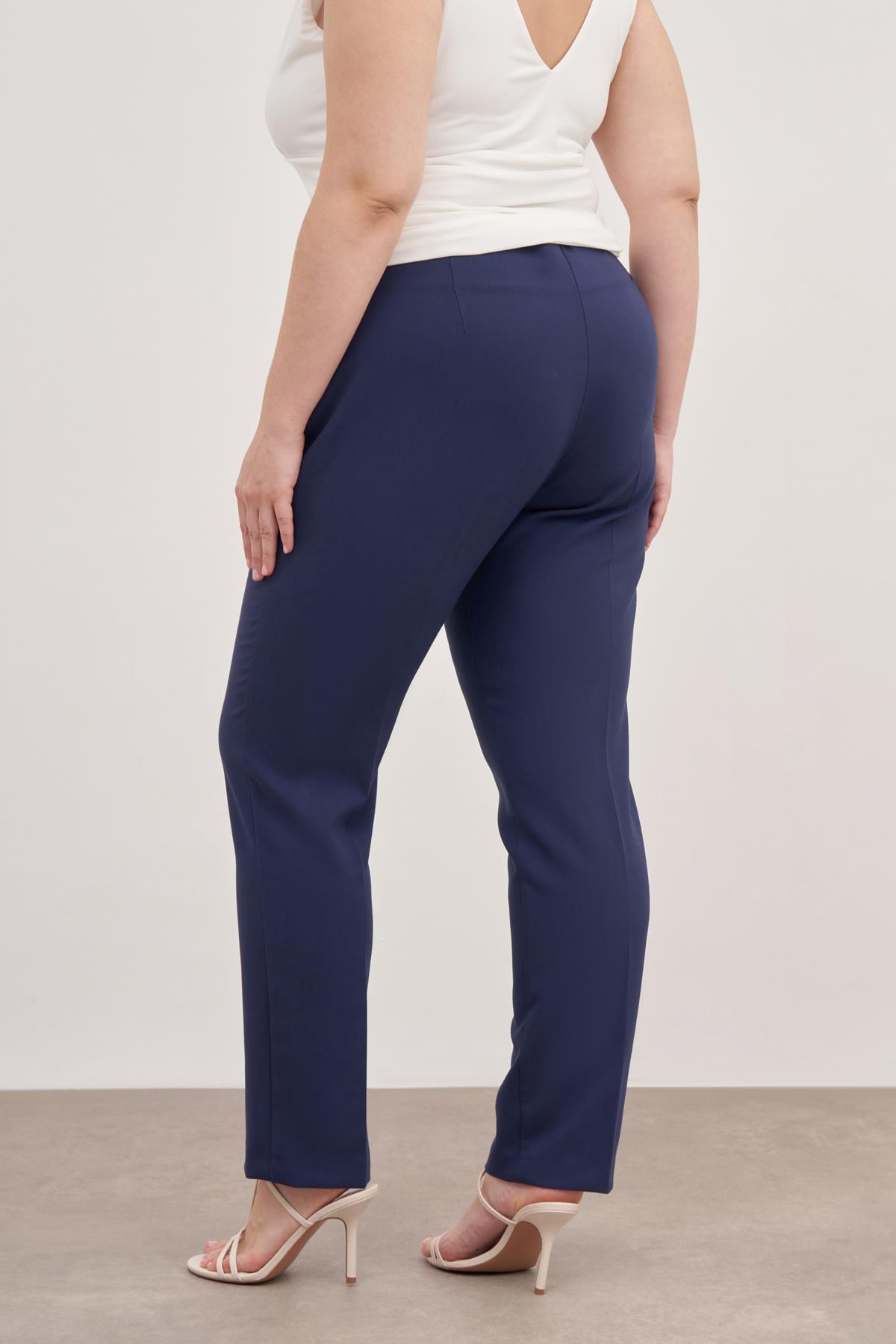 Myline-Dikiş Detaylı Yüksek Bel Pantolon-Büyük Beden Pantolon-139069