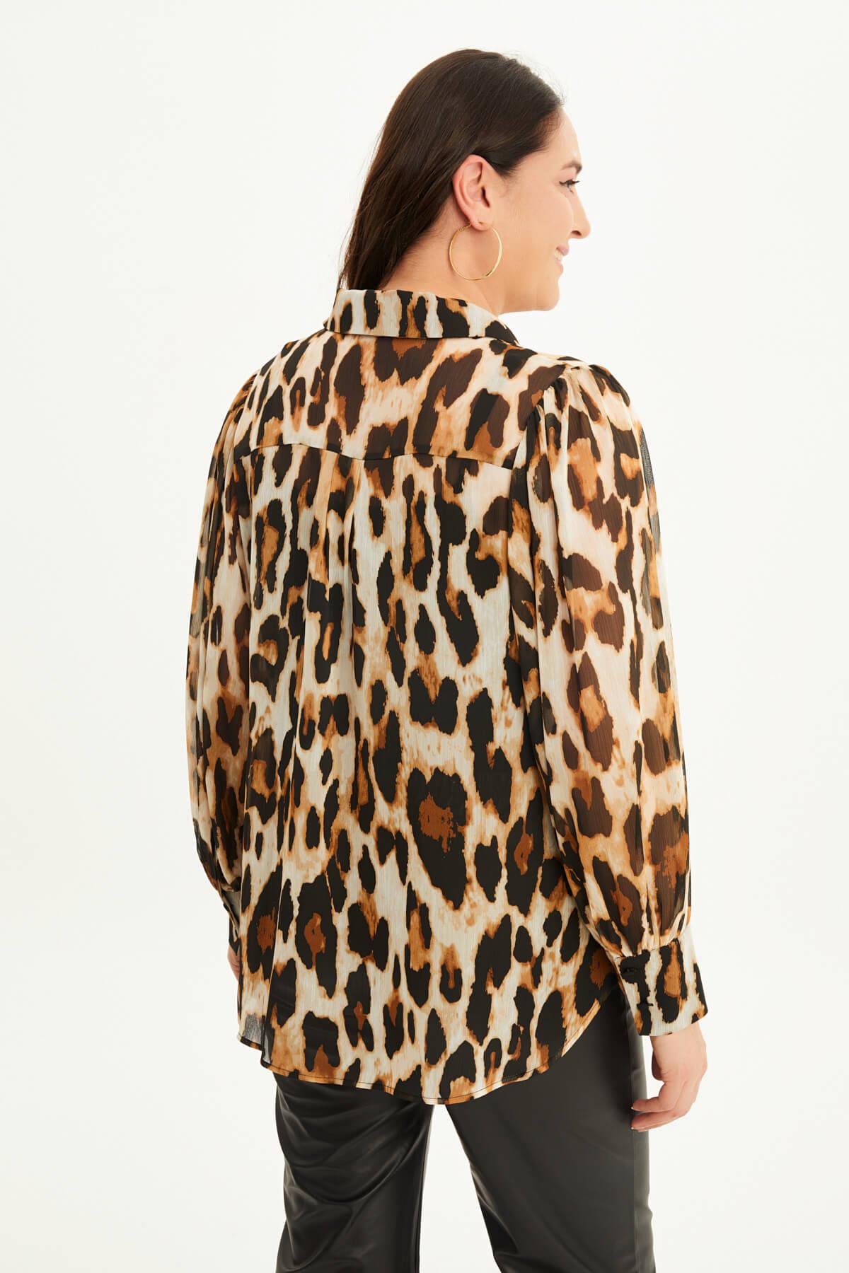 Myline-Dökümlü Şifon Gömlek -Büyük Beden Gömlek-88283