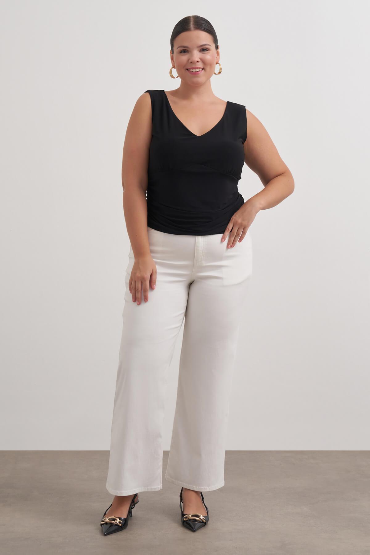 Myline-Drape Detaylı Bluz-Büyük Beden Bluz-129041