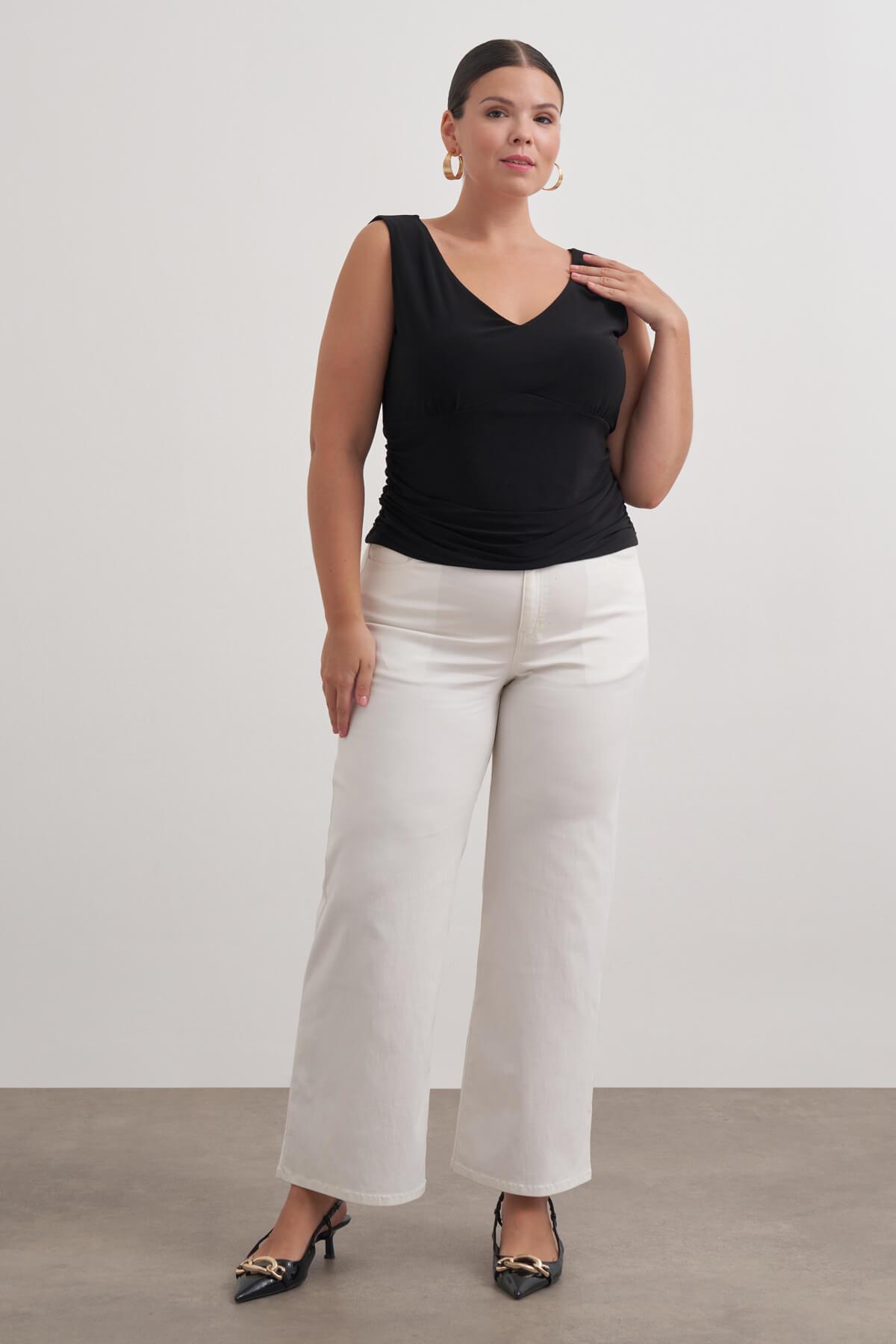 Myline-Drape Detaylı Bluz-Büyük Beden Bluz-129041